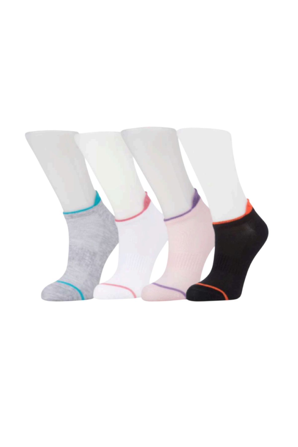 shefox 4 Çift Kadın Burnu Dikişsiz Topuk Arkası Yüksek Pamuklu Patik Sneakers Çorap