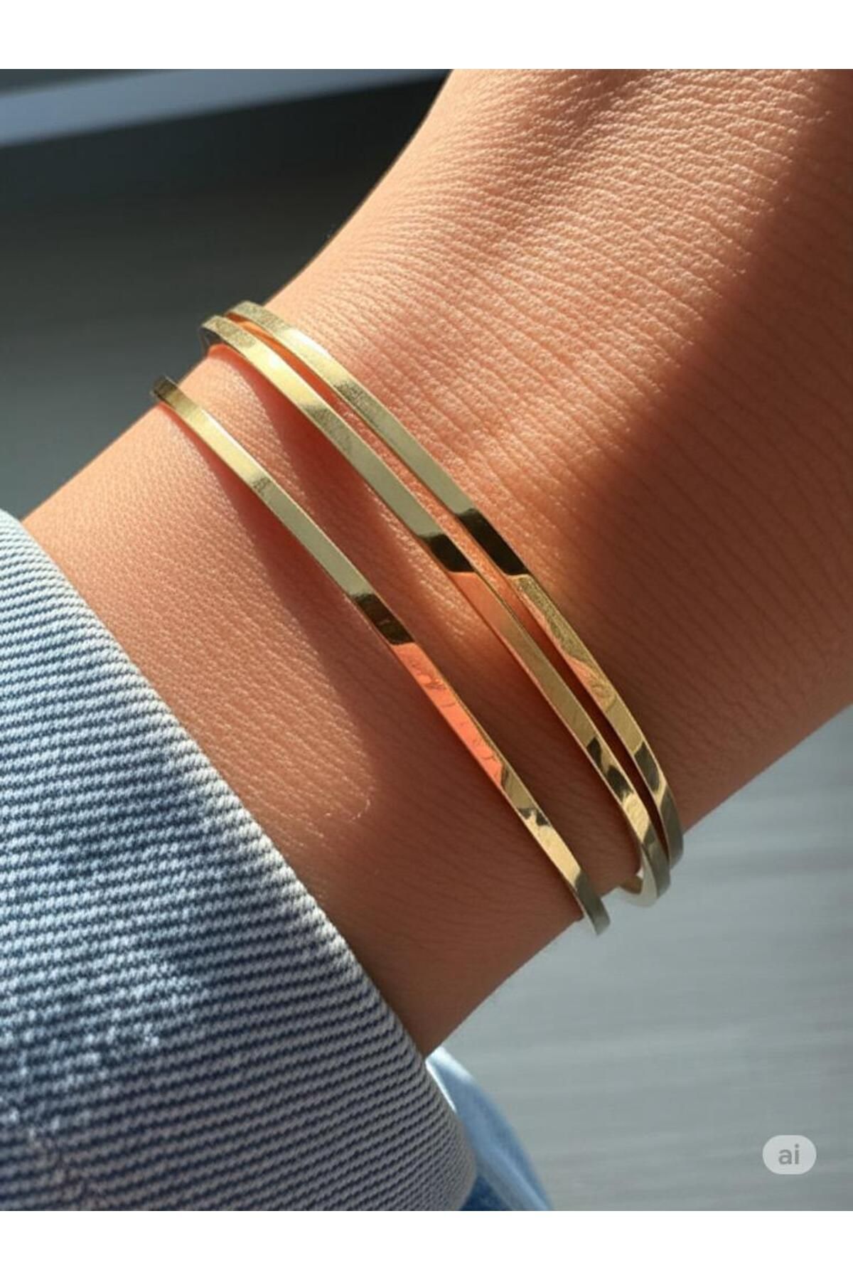 magische Gold Renk Kadın Ajda Bilezik Kibrit model 3'lü