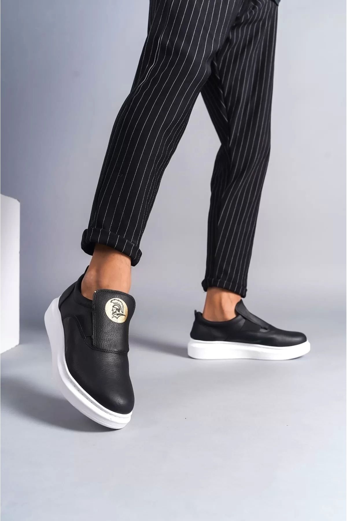 BİCANS SLW161 Hippo Bağcıksız Cilt Erkek Günlük Sneaker Ayakkabı CBT - Siyah