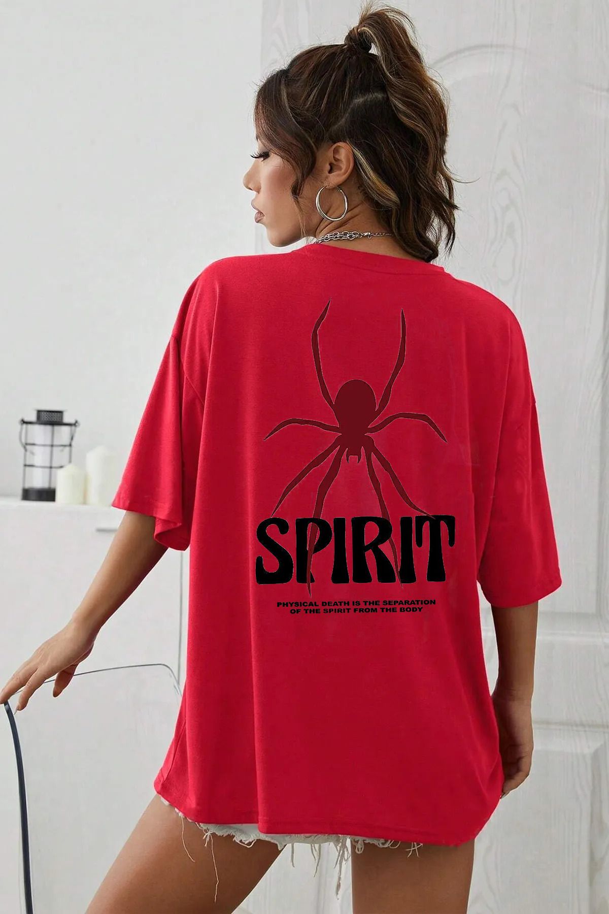 ciwi&life Unisex Spirit Baskılı Rahat Kesim Kırmızı T-Shirt