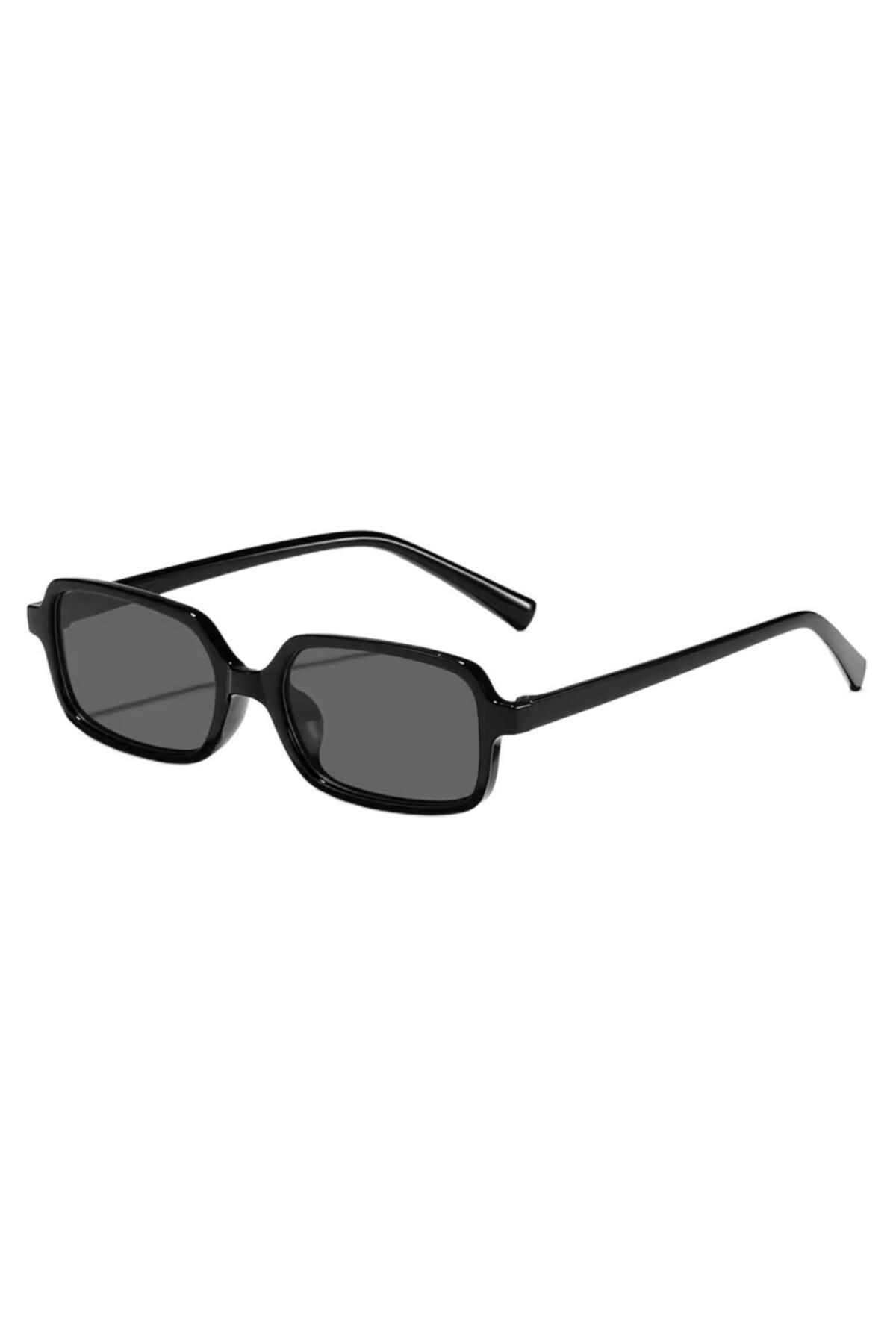 funeyes Square Kare Güneş Gözlüğü Miux Siyah Ince Çerçeve Şık unisex Model Uv400 Koruma