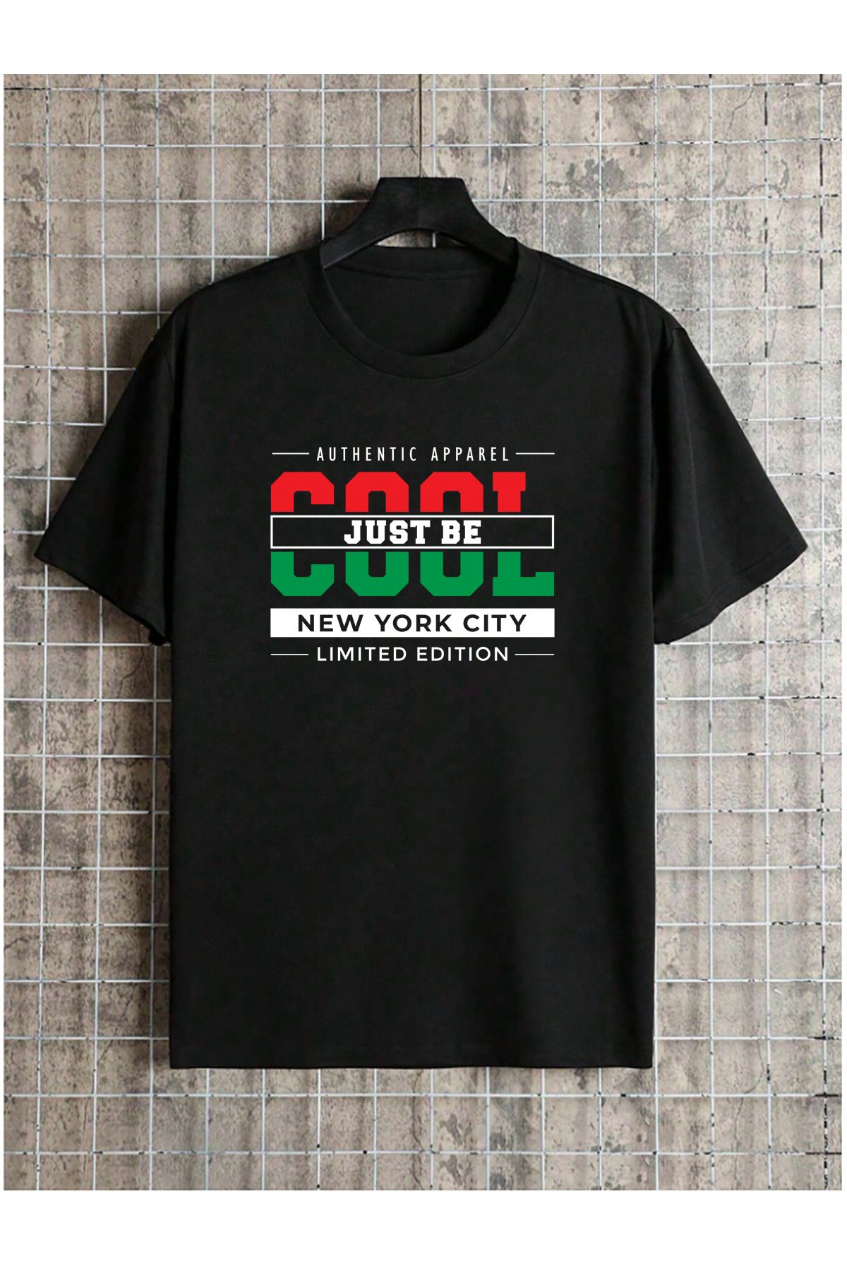 memowear Unisex Cool Just Be Baskılı Rahat Kesim Siyah T-Shirt