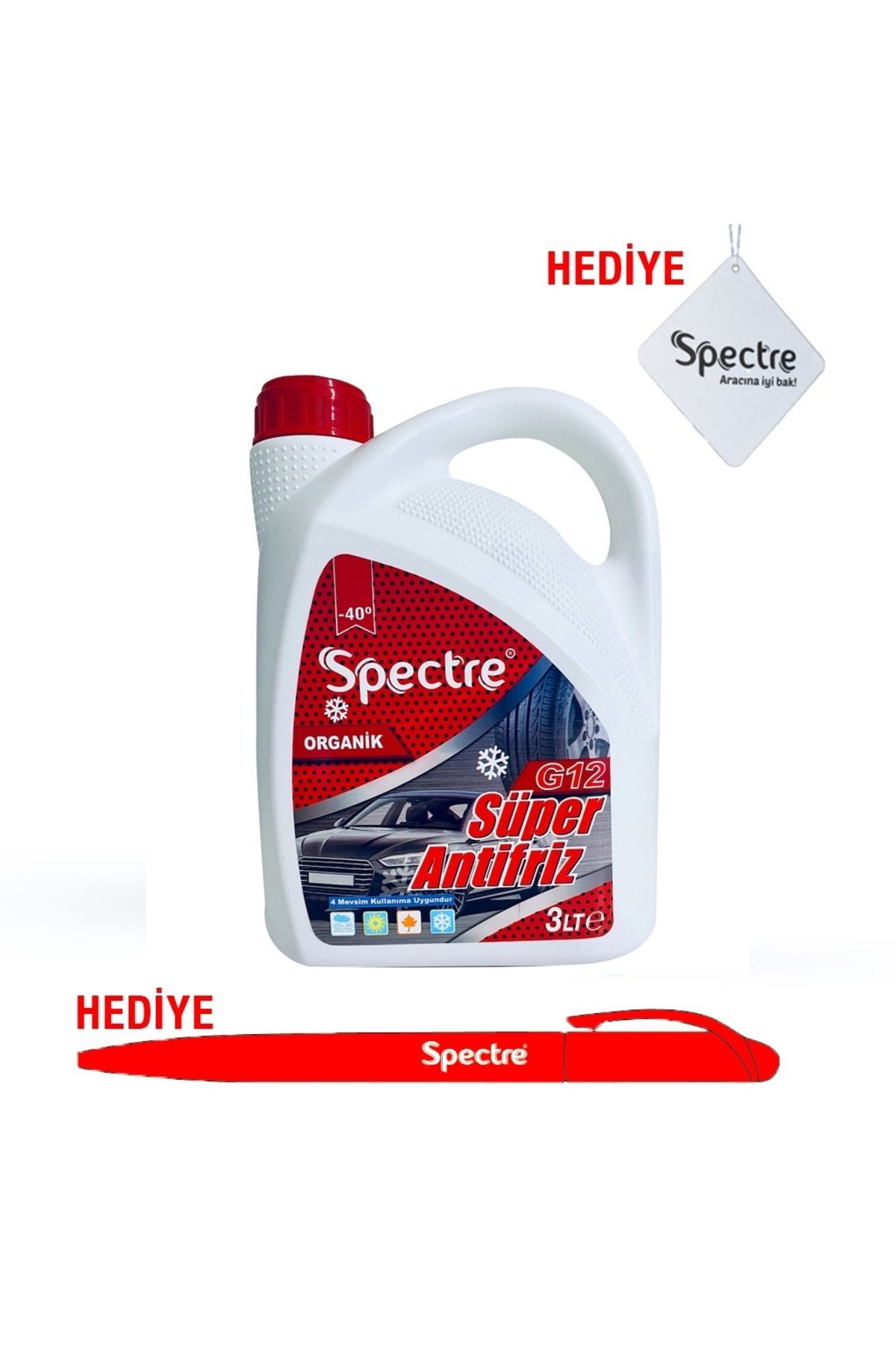 SPECTRE G12 KIRMIZI ORGANİK SÜPER -40 ANTİFRİZ 3 Litre *2020