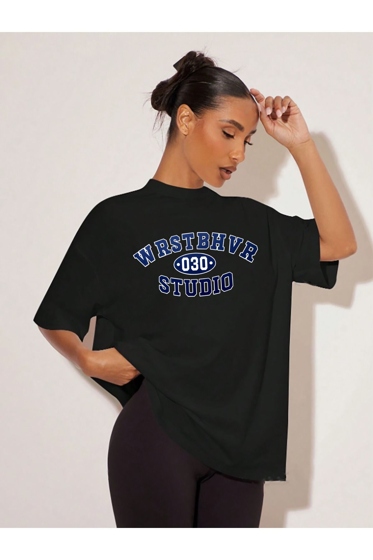memowear Unisex WRST 030 Baskılı Rahat Kesim Siyah T-Shirt