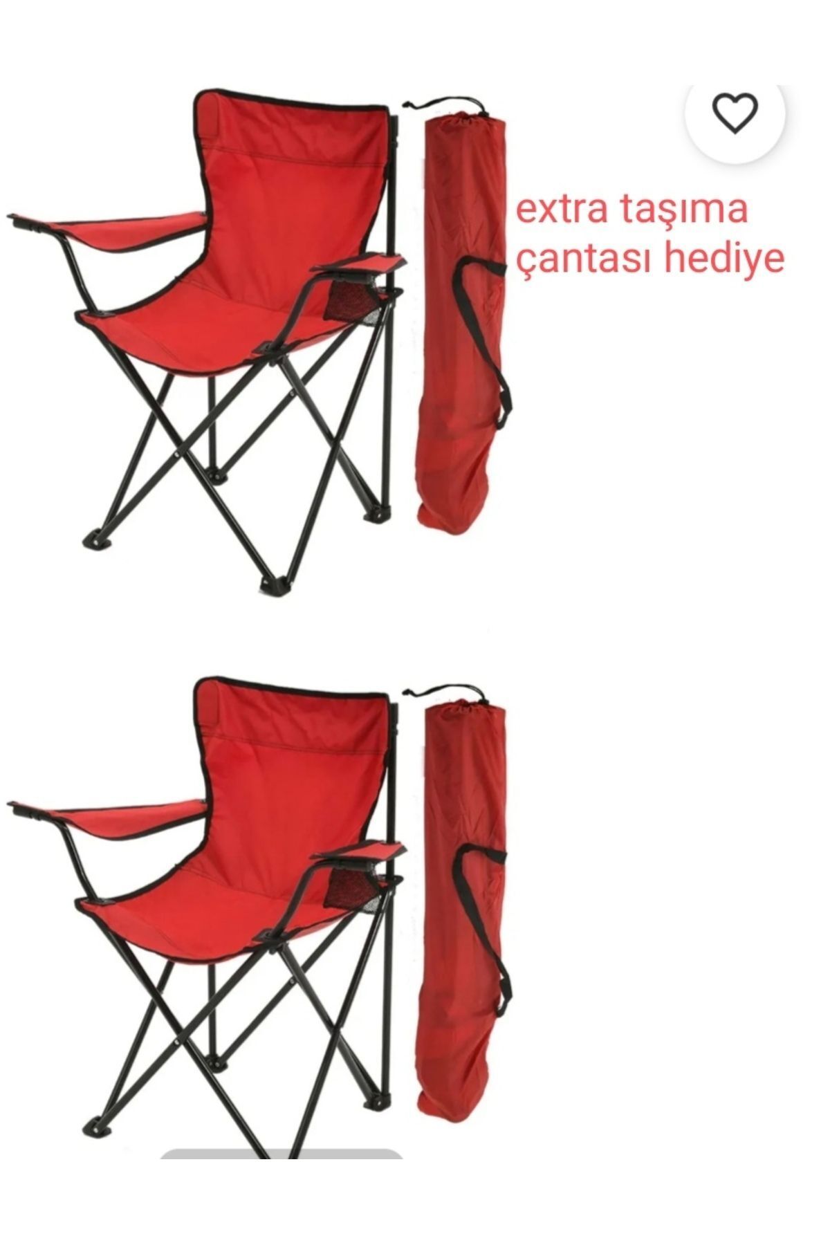 Yeşil Atölye Katlanır çantalı kamp sandalyesi piknik sandalyesi rejisör sandalyesi 2adet kırmızı