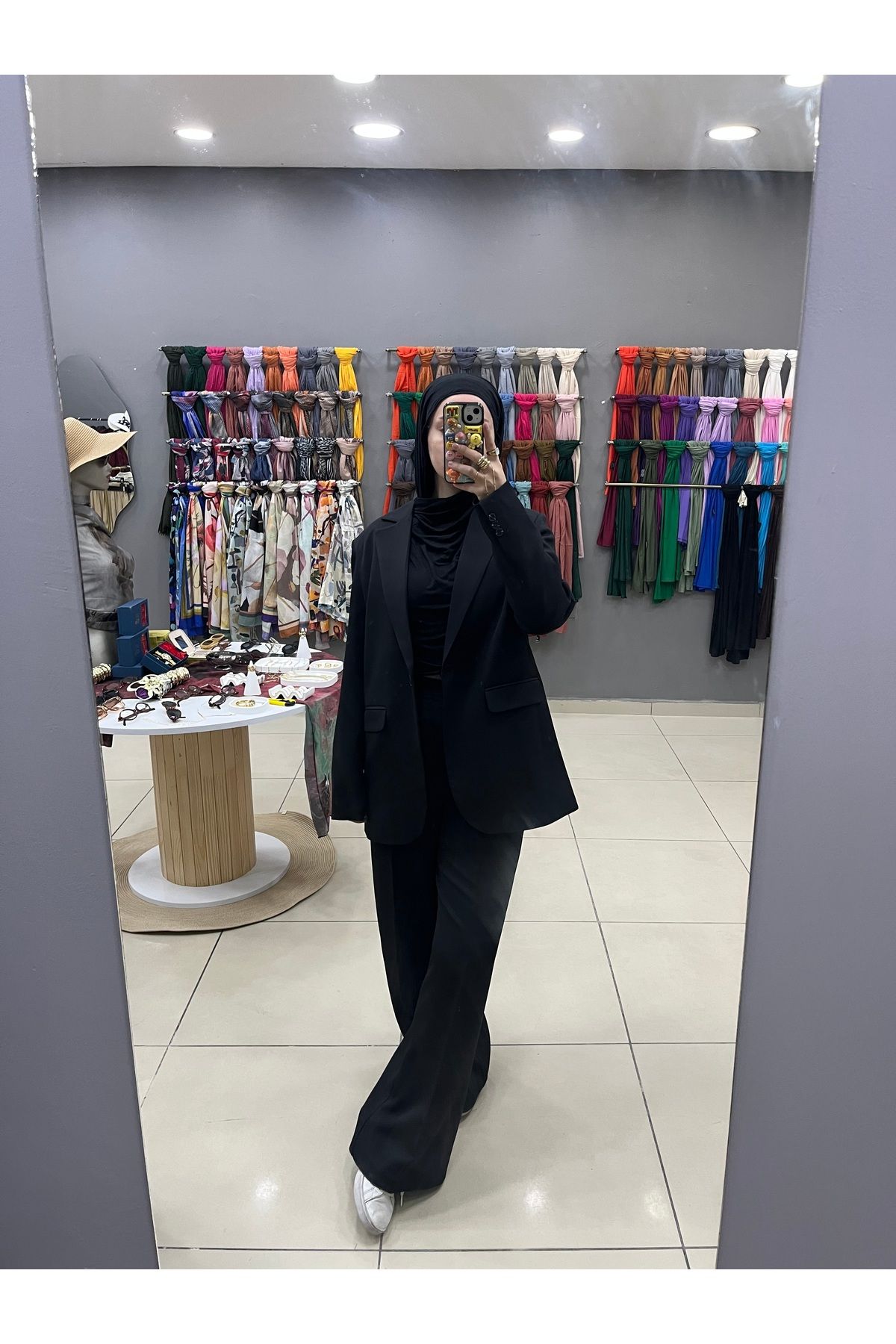 Kaktüs Siyah ceket takım palazzo pantolon blazer ceket