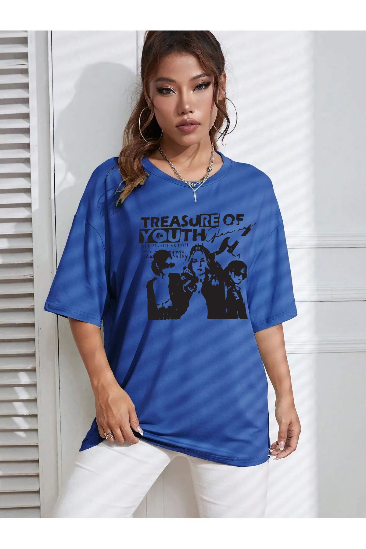 qavnas Unisex Treasure Baskılı Rahat Kesim Sax T-Shirt