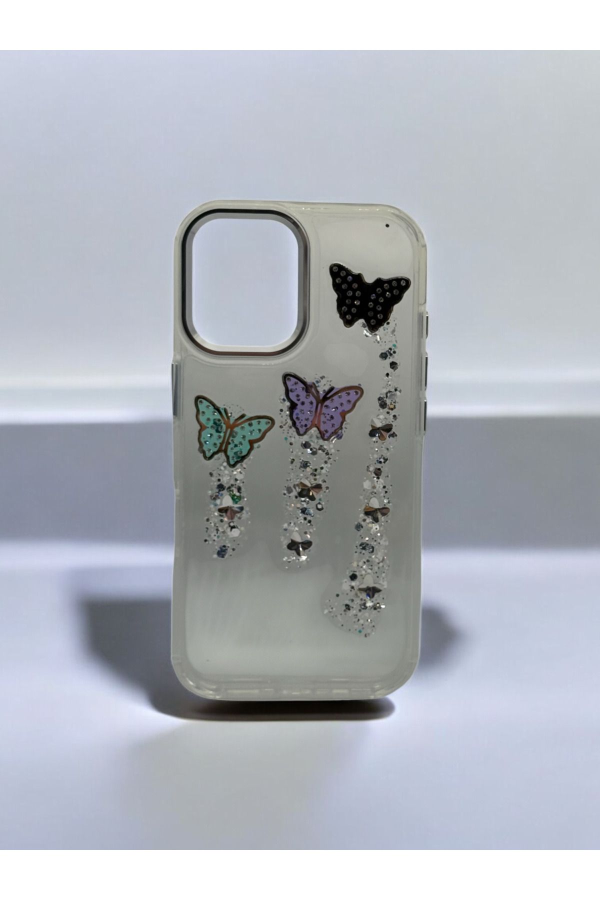DUBİGOLD İPHONE 16 UYUMLU SİMLİ KELEBEK SARARMAYAN SERT ŞEFFAF SİLİKON KILIF