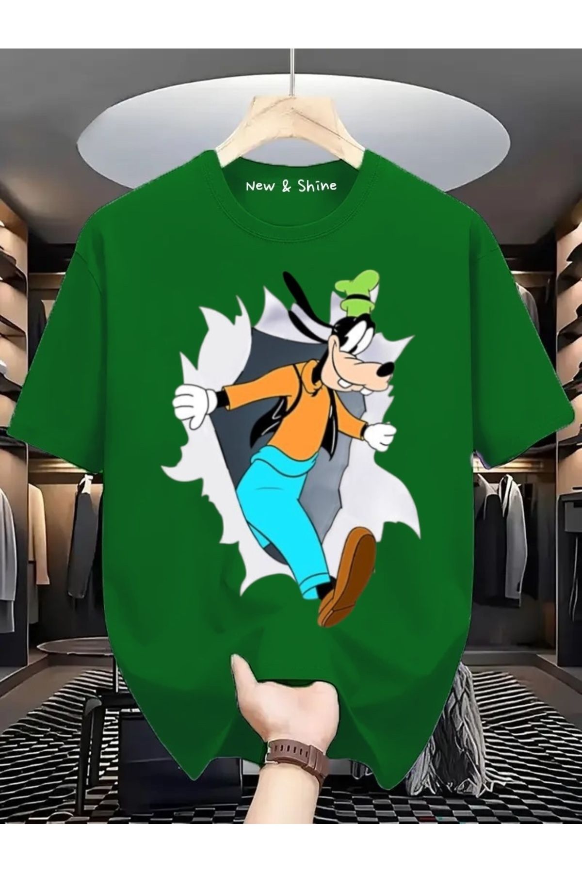 New Shine Goofy Baskılı Oversize T-Shirt