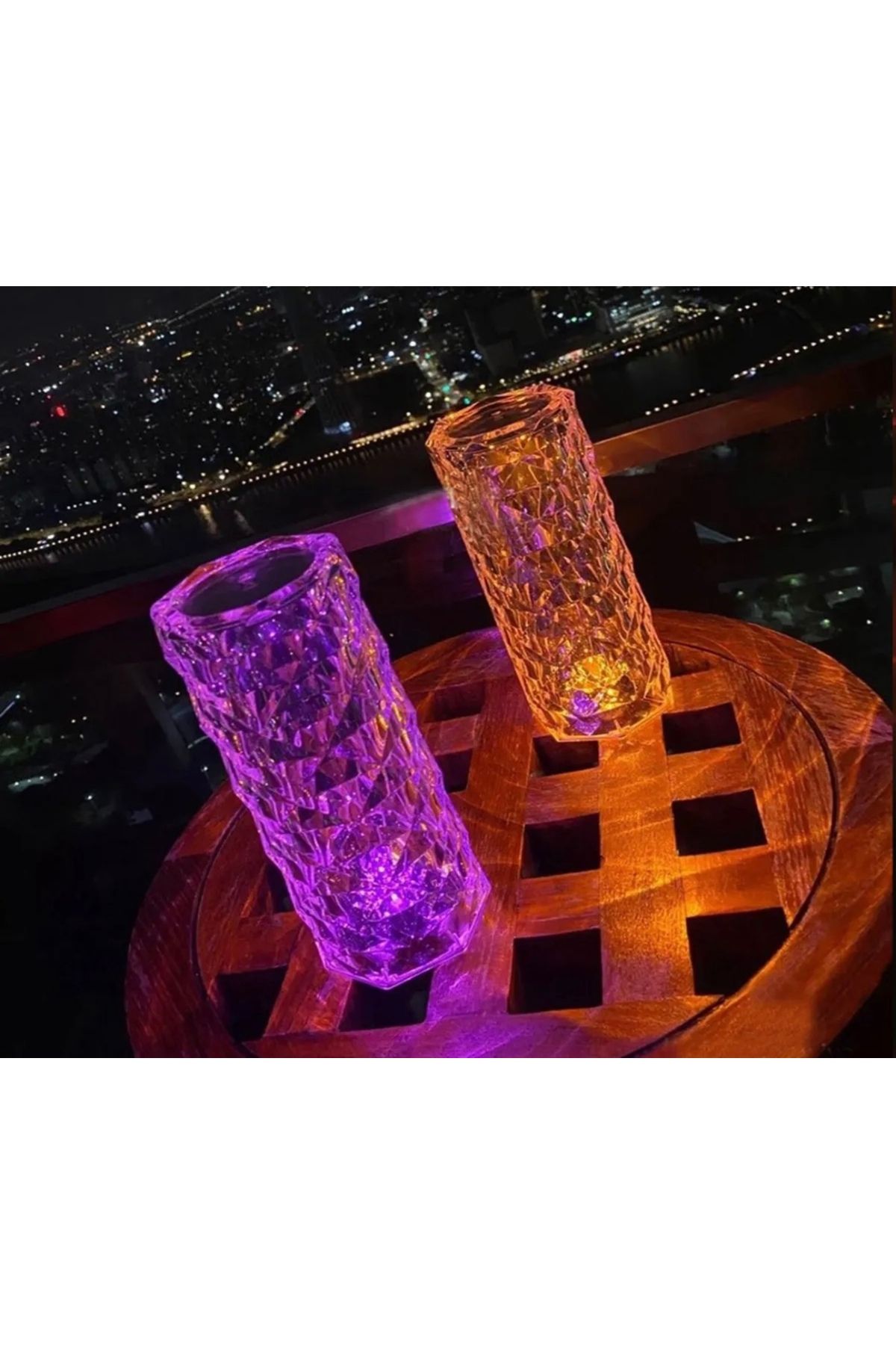 happystoretr Şarjlı ve Uzaktan Kumandalı RGB Kristal Masa Lambası