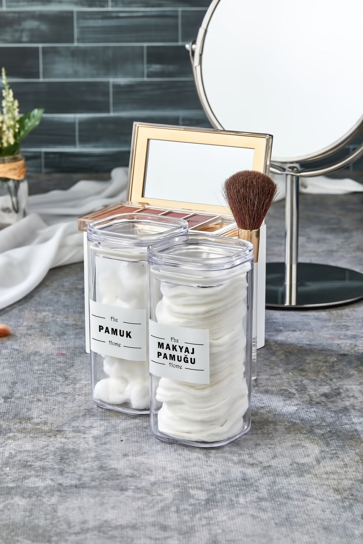 Carat Home 2'li Akrilik Pamukluk Makyaj Pamuğu & Pamuk 250ml