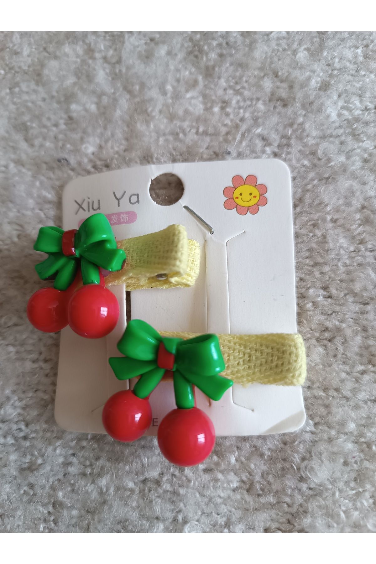 Efna Store Kiraz Firgürlü Çiftli Çocuk Minik Pens Toka(3,5 cm)