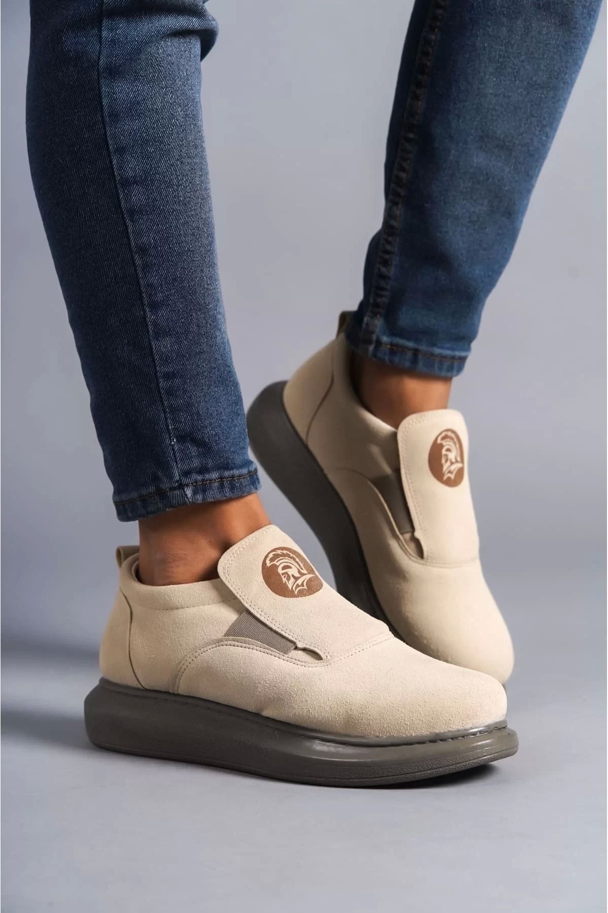 BİCANS SLW161 Hippo Bağcıksız Süet Erkek Günlük Sneaker Ayakkabı SGT - Bej