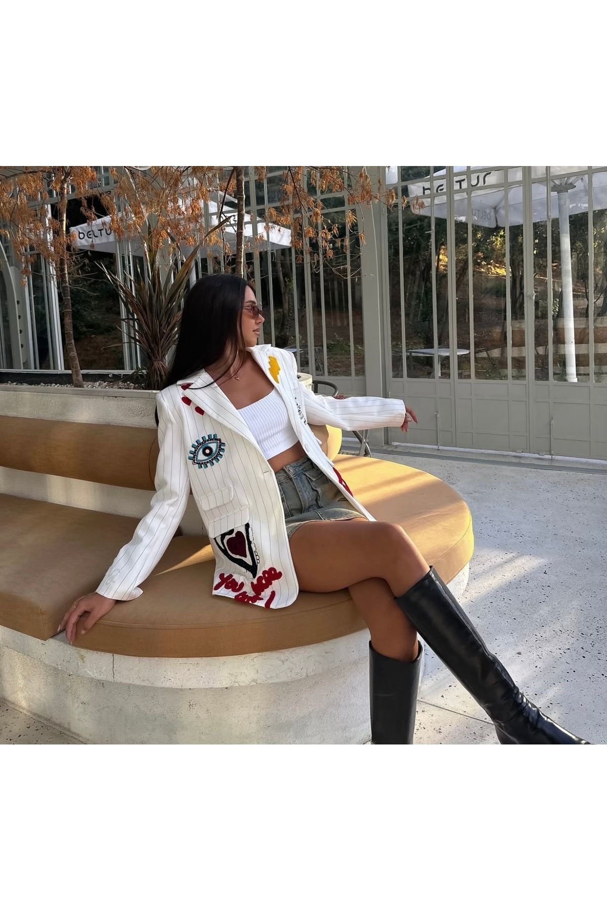 Miss Beyoğlu Cindy Motifli Tasarım Blazer Ceket