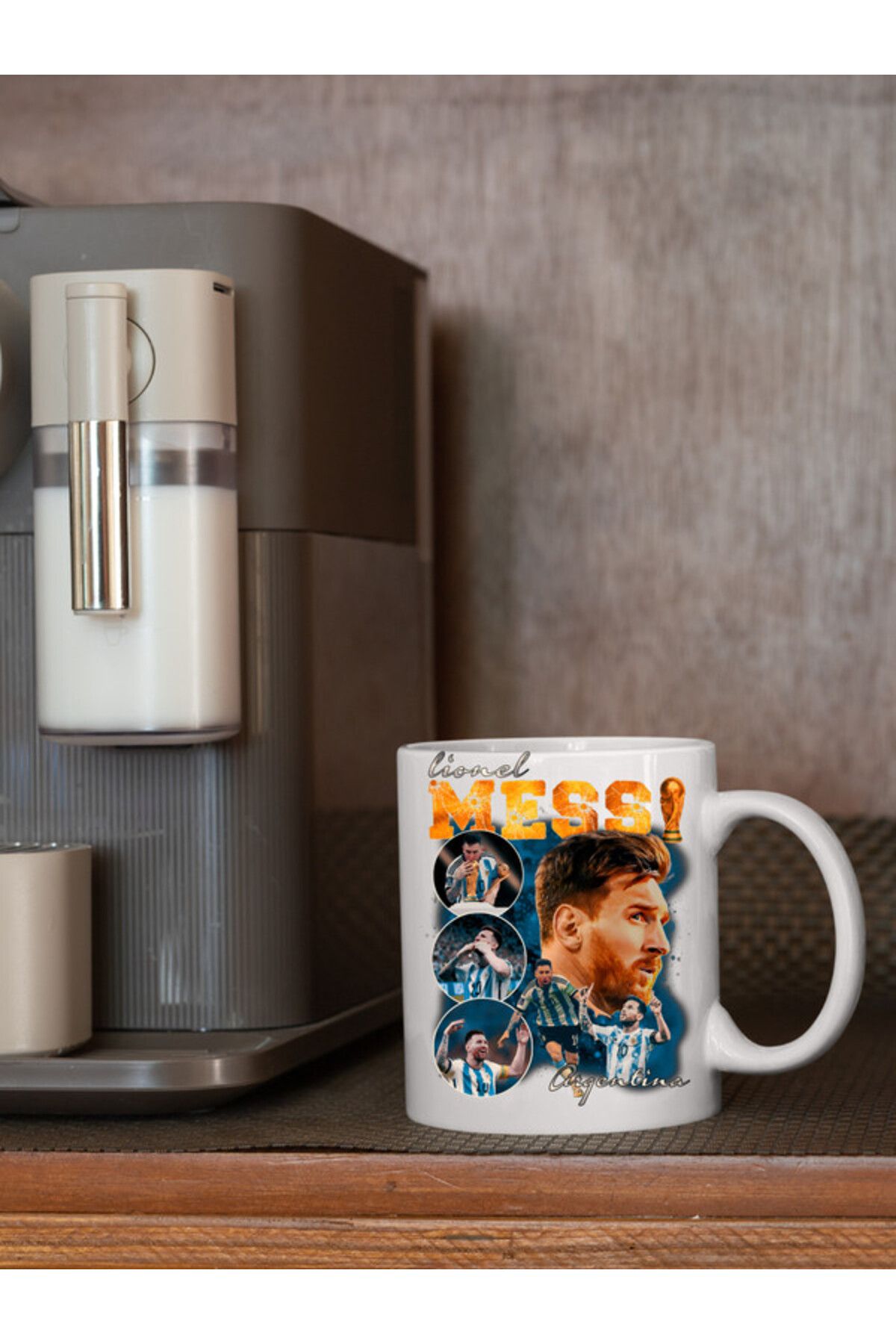 OEM-Personalized Lionel Messi Argentina white mug, INOVATIX®. 330 ml 4