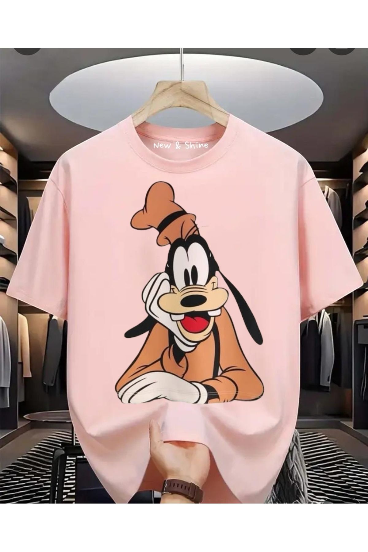 New Shine Goofy Baskılı Büyük Beden Oversize T-Shirt