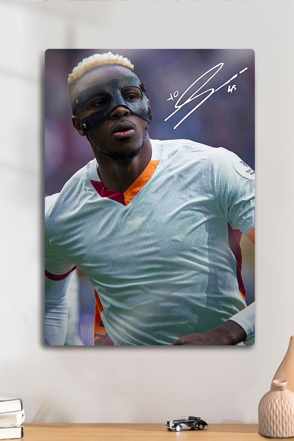 DekorHane Metal Levha Üzerine - İmzalı Victor Osimhen, Taraftar Futbol Tablo, Premium Baskı