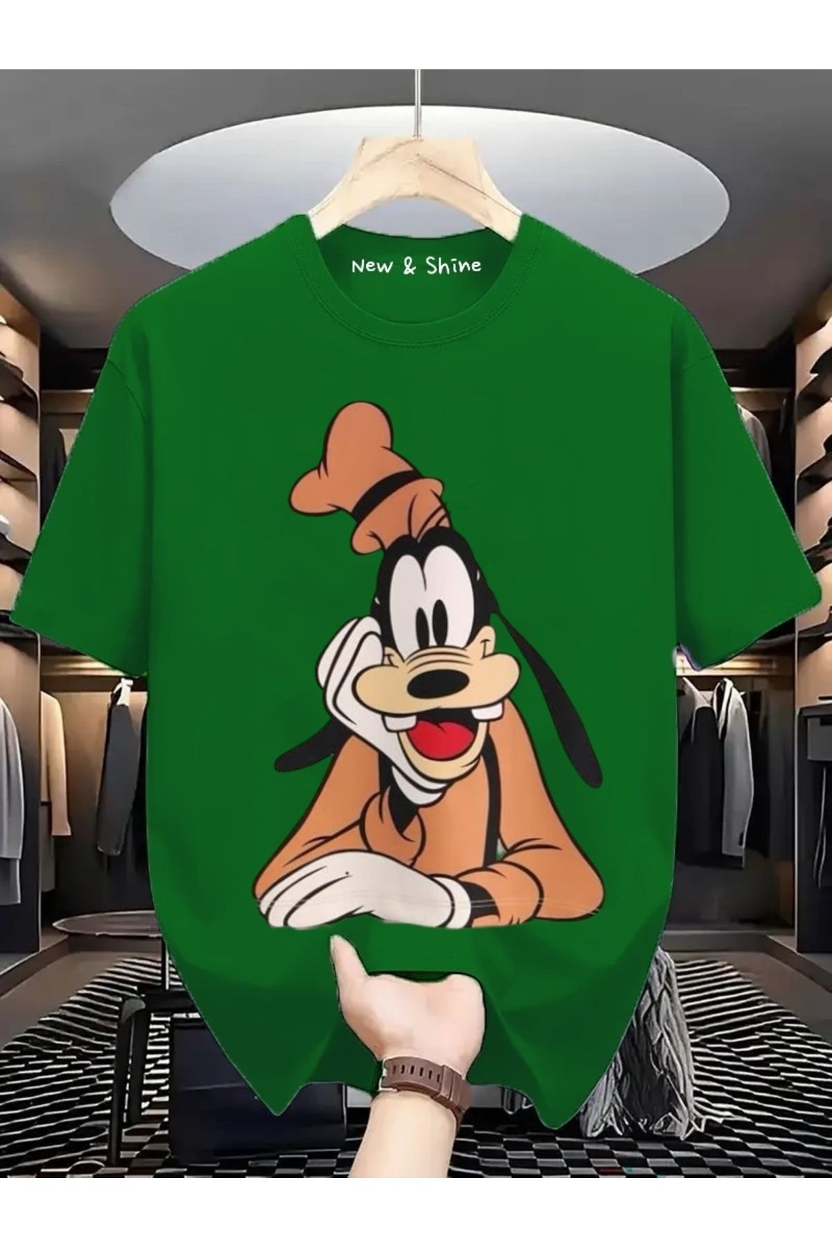 New Shine Goofy Baskılı Büyük Beden Oversize T-Shirt
