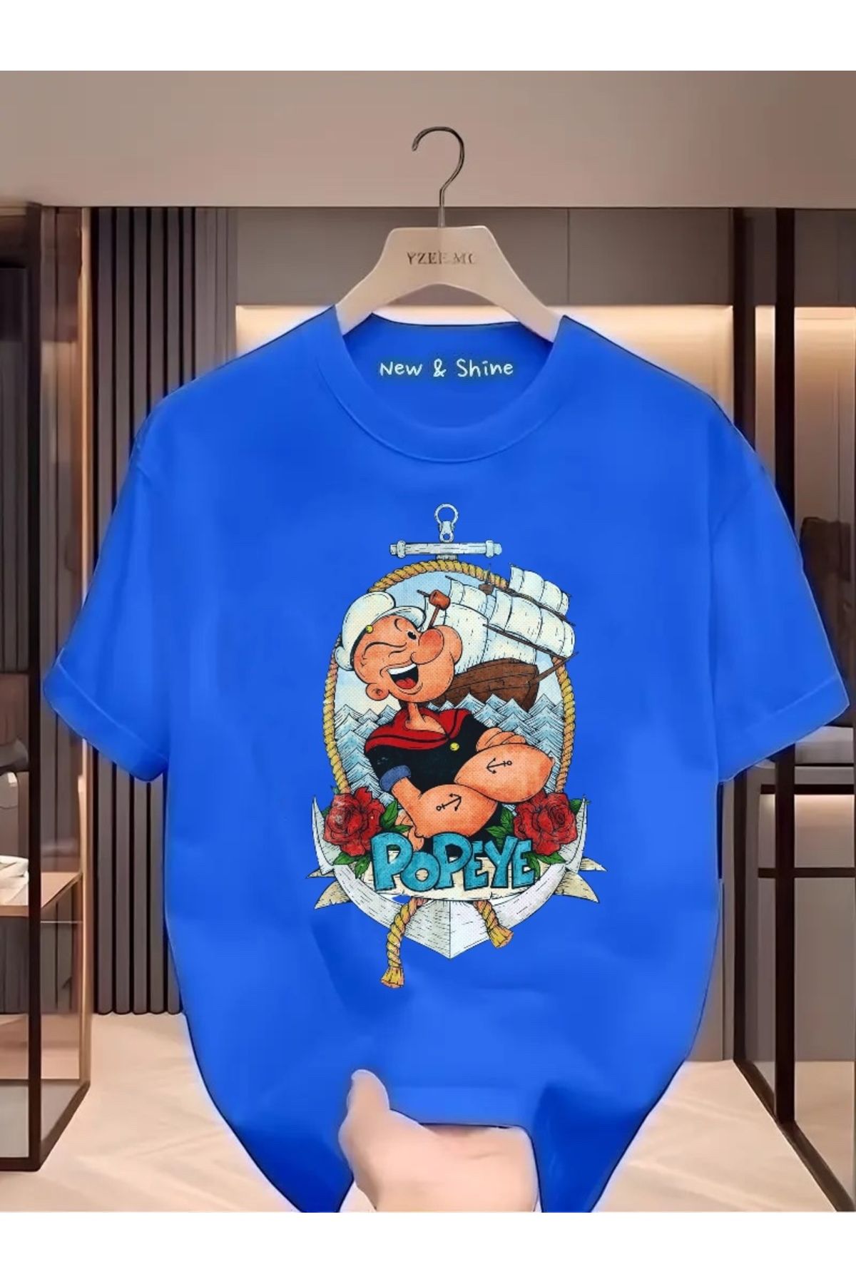 New Shine Temel Reis Baskılı Büyük Beden Oversize T-Shirt