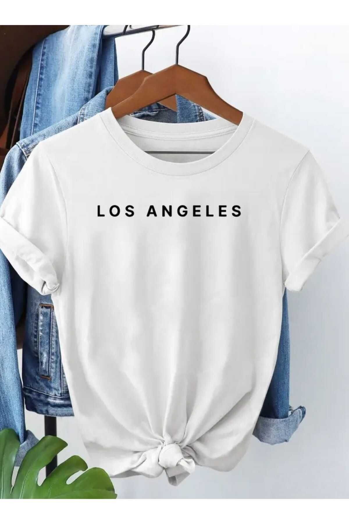 TekTarzz Unisex Los Angeles Baskılı Pamuklu Tshirt