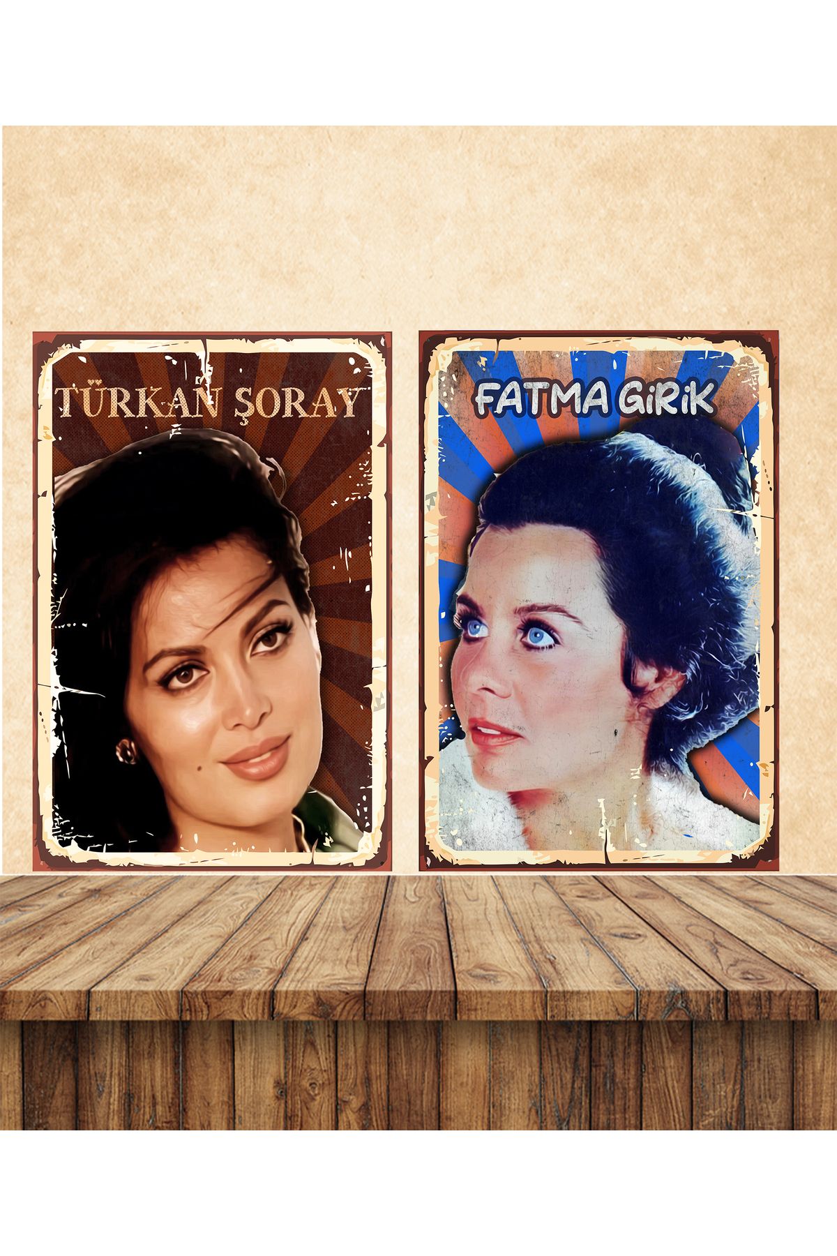 TAKIFİX Fatma Girik Türkan Şoray Temalı 2 Adet 20 x 30 CM MDF Tablo SET