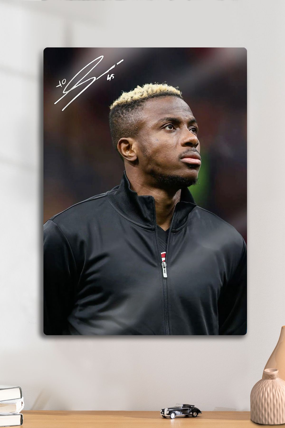 DekorHane Metal Baskı - İmzalı Victor Osimhen, Taraftar Futbol Poster, Dekoratif Tablo