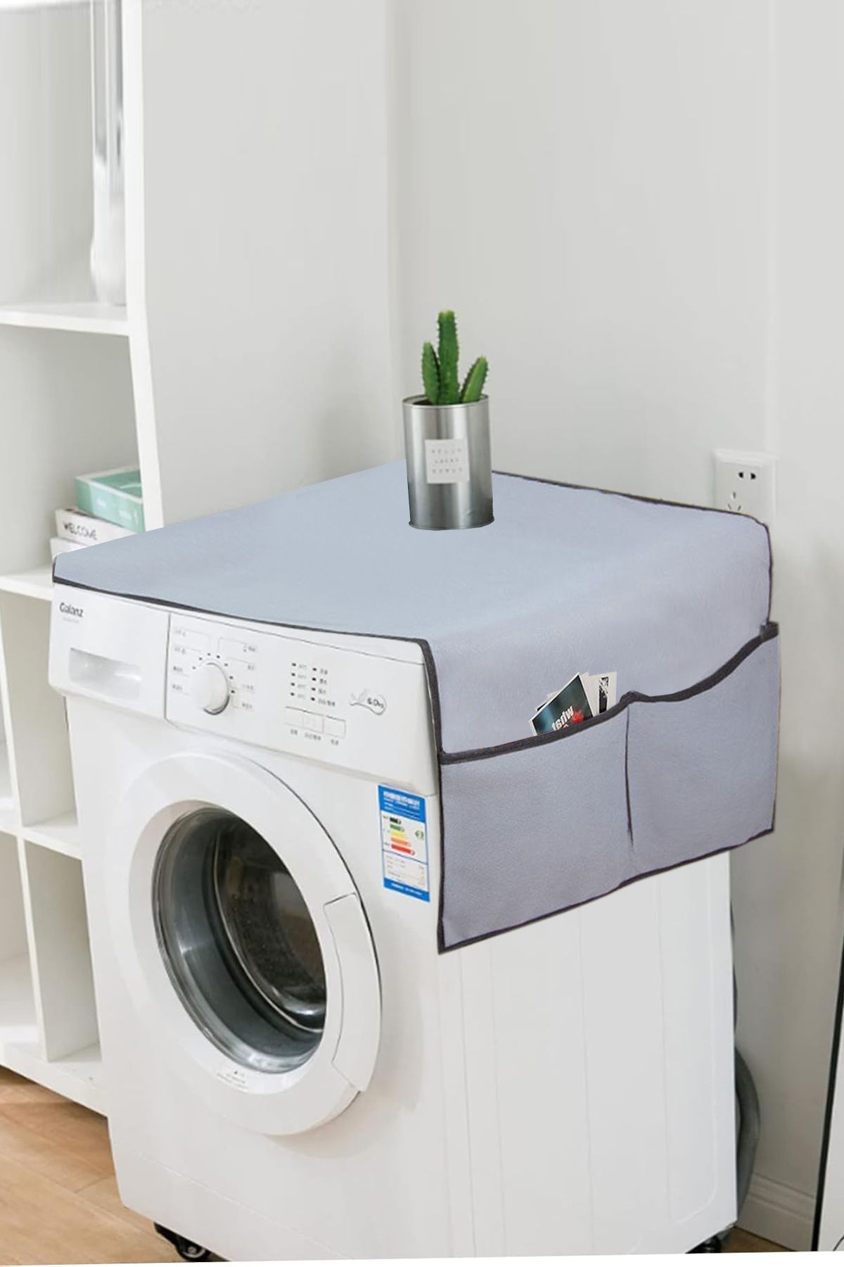 Bundera Çamaşır Makinesi Örtüsü 4 Cepli Banyo Düzenleyici Organizer Buzdolabı Örtüsü Depolama Hurç