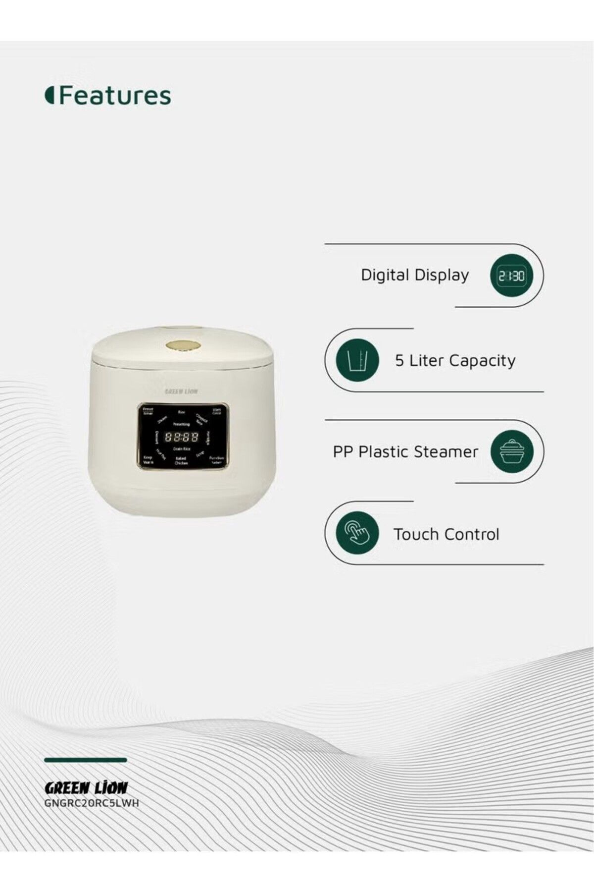 Green Lion-GRC-20 Digital Rice Cooker 9
