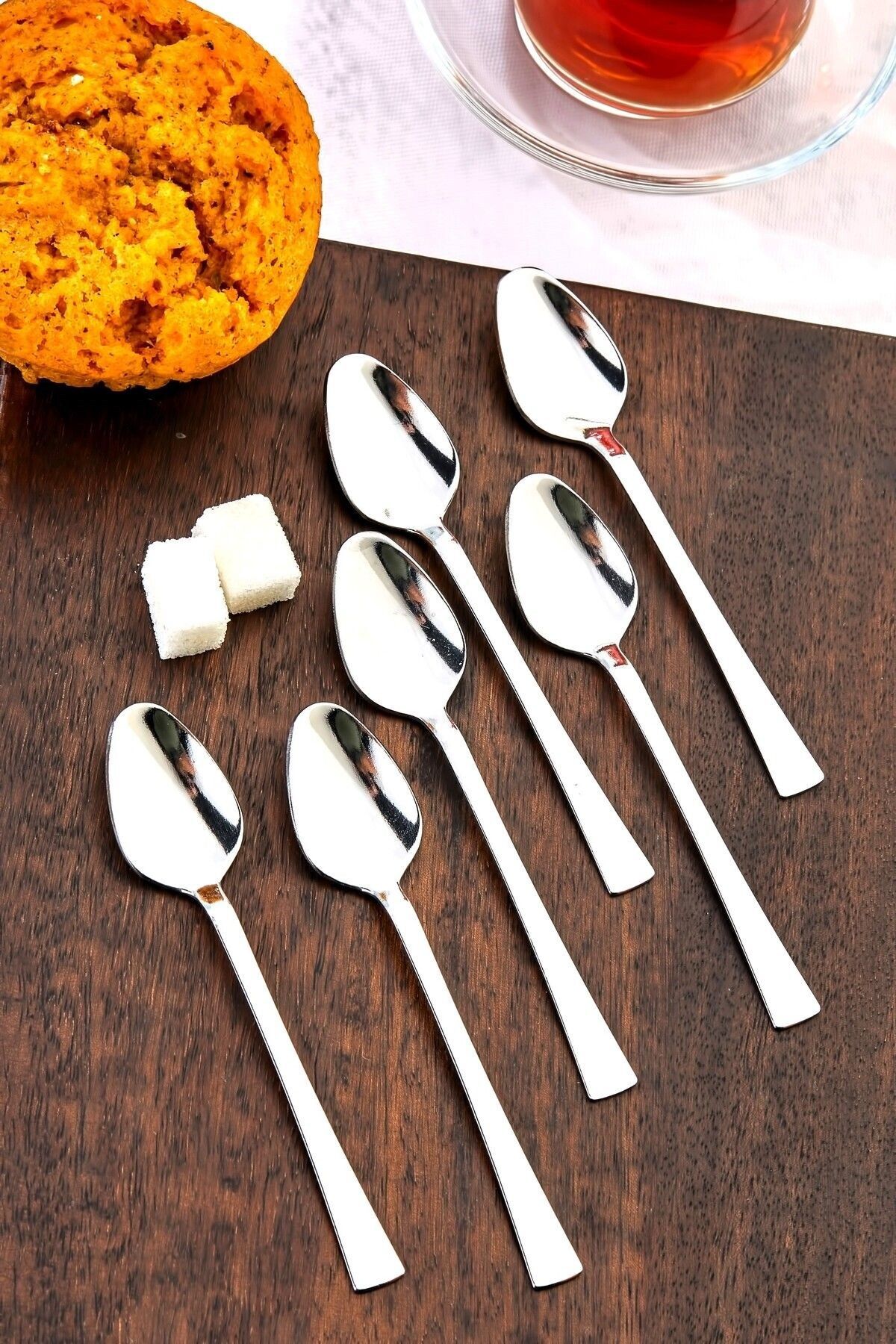 Carat Home 6 Adet Çelik Lüx Gümüş Çay Kaşığı - Kaşık