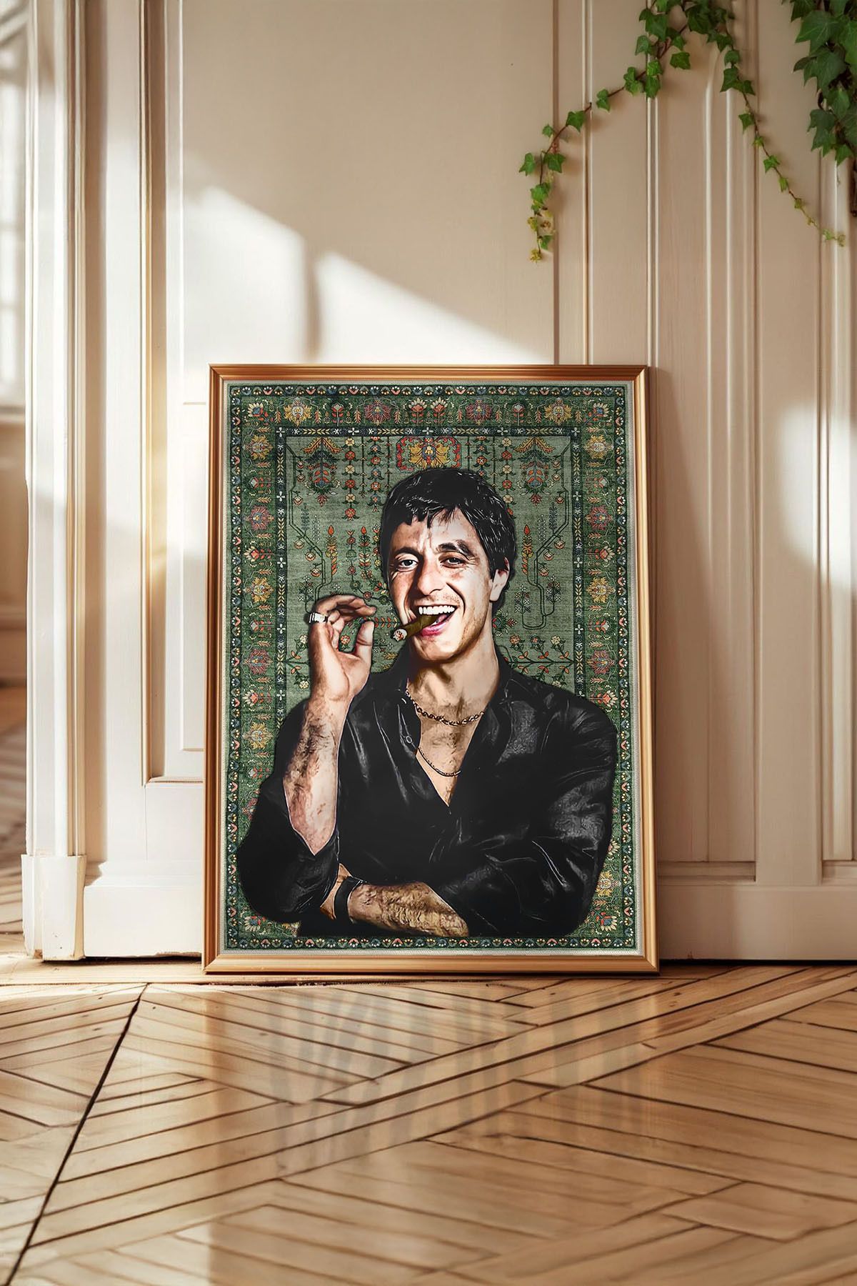Huca Scarface - Tony Montana- İran Halısı Poster - Resim Yapılmış Halı - Al Pacino - Vintage - Boho