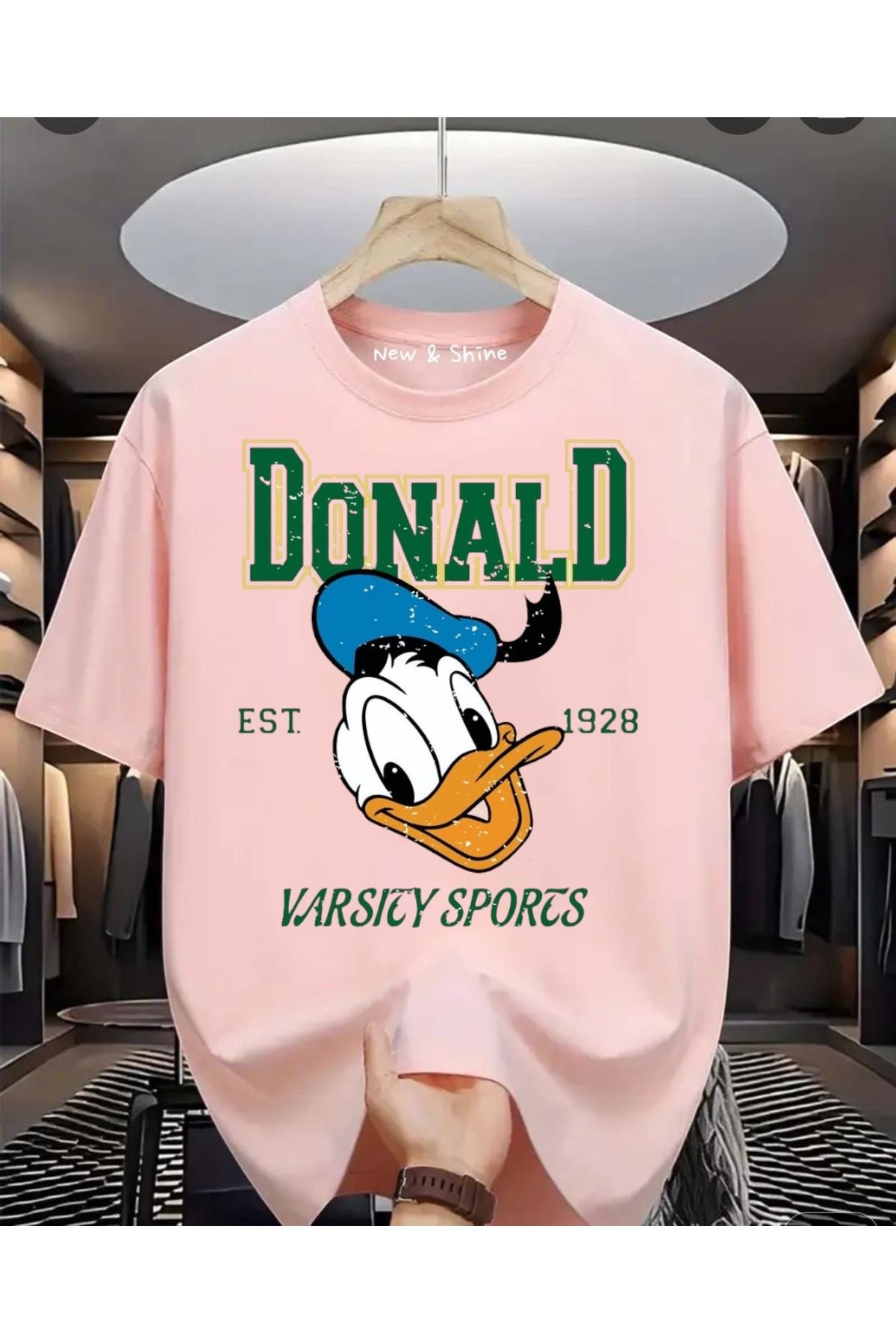 New Shine Donald Duck Baskılı Büyük Beden Oversize T-Shirt