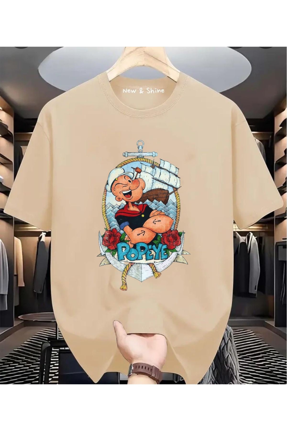 New Shine Temel Reis Baskılı Büyük Beden Oversize T-Shirt