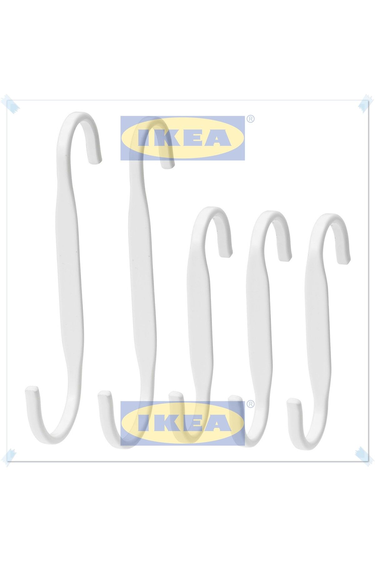 IKEA Nereby Beyaz Çelik Kanca, Ray Kancası, Ray Askısı, Beyaz, 5 Parça