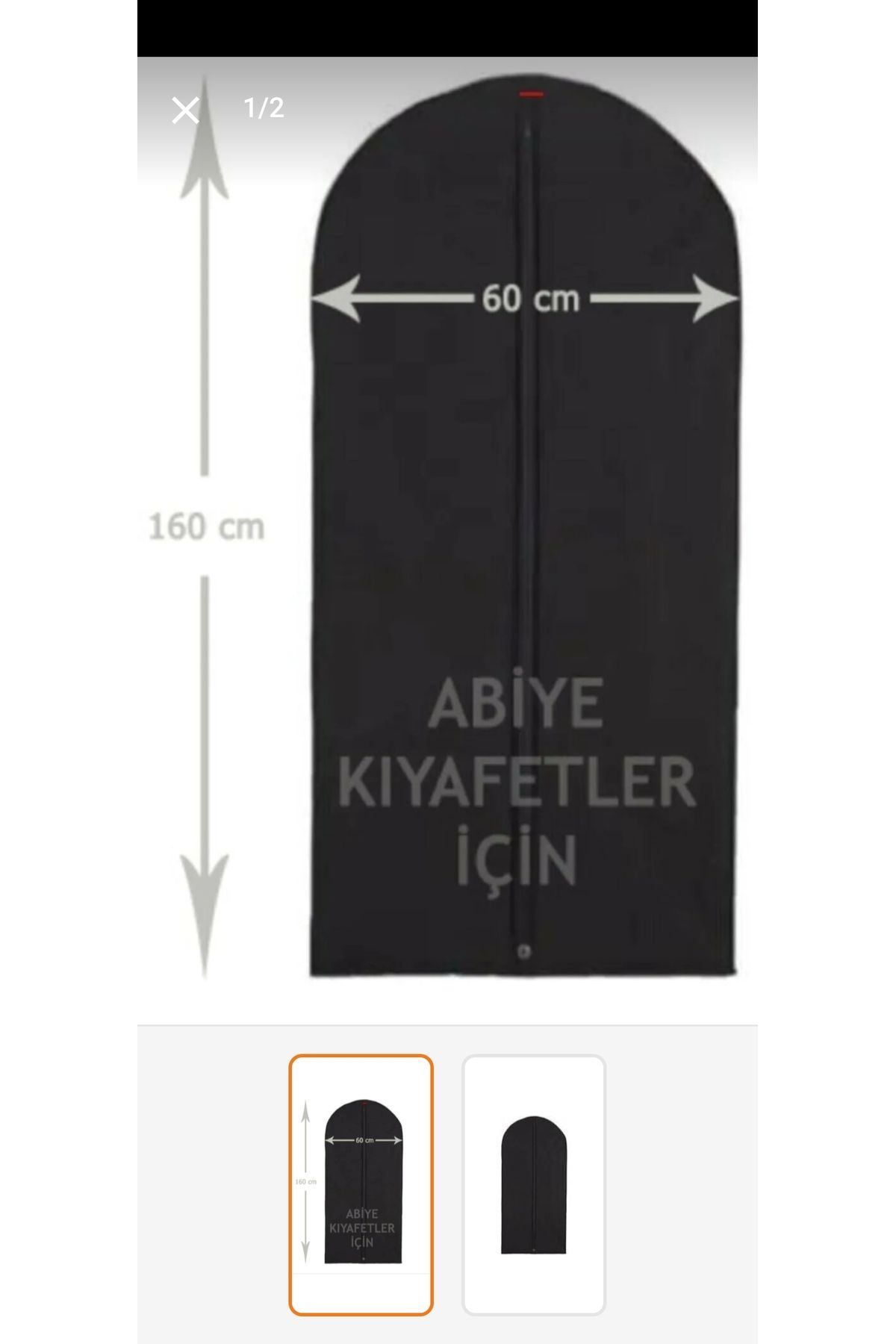 Cosar ABİYE ELBİSE KILIFI 10 ADET SİYAH RENK 60*160 FERMUARLI GAMBOÇ