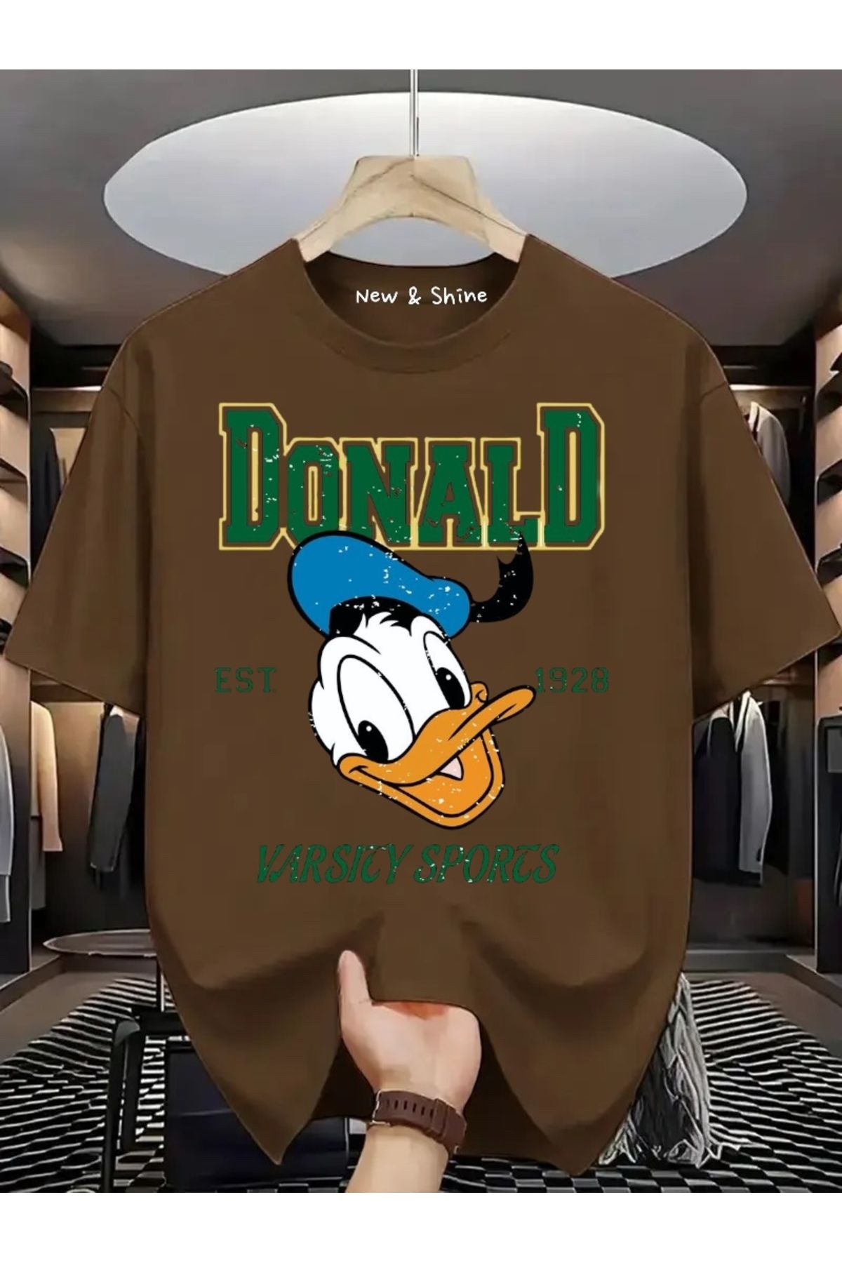 New Shine Donald Duck Baskılı Büyük Beden Oversize T-Shirt