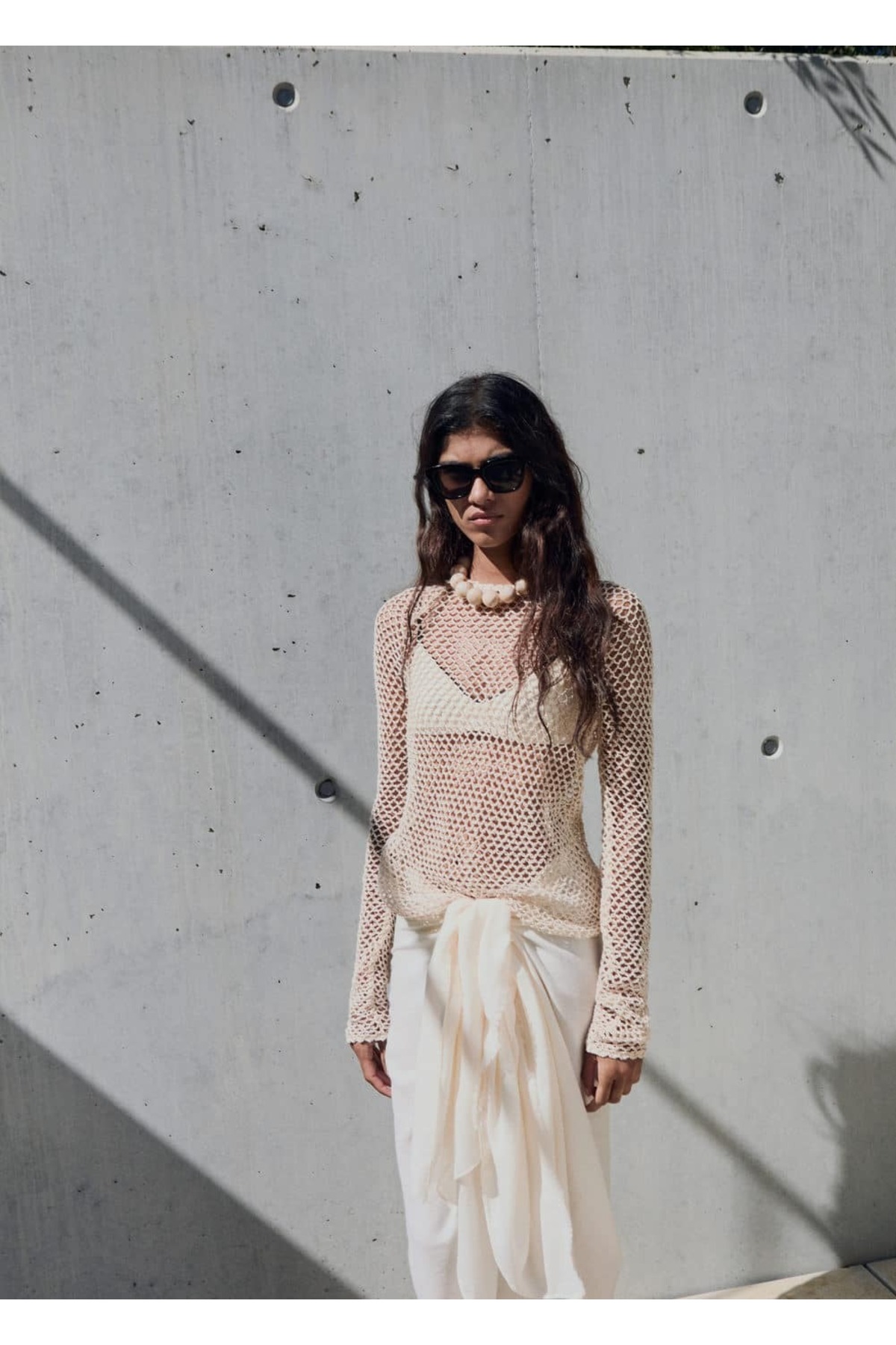 Uzun kollu kroşe kazak