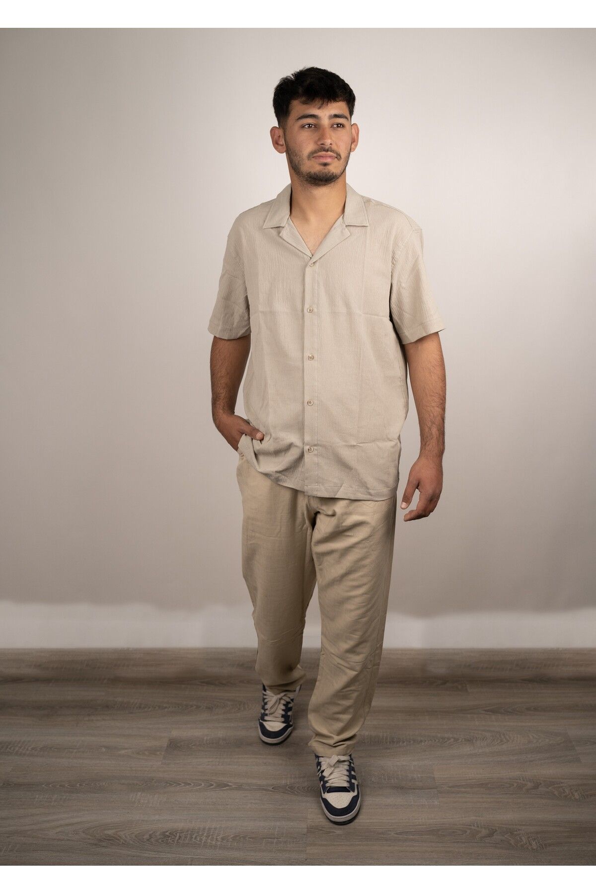 Ophelluna Erkek Baggy Fit Keten Rahat Kesim Pantolon