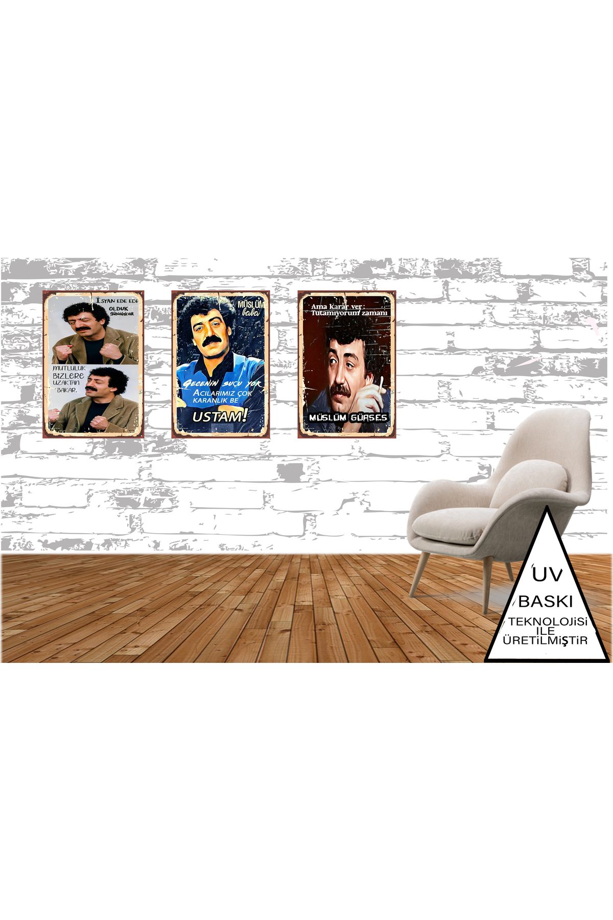 TAKIFİX Müslüm Gürses Temalı 3 Adet 20 x 30 CM MDF Tablo SET
