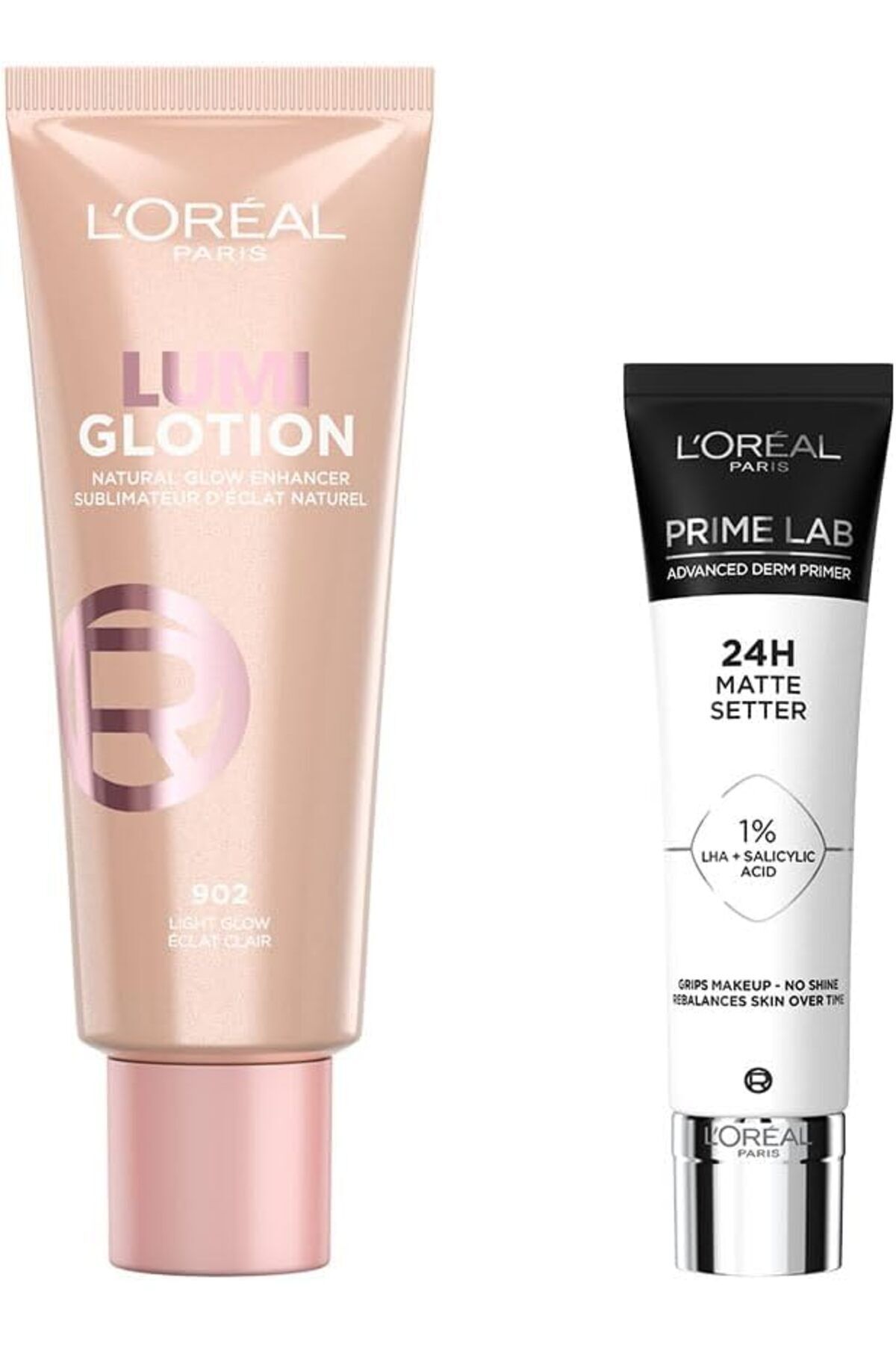 L'Oreal Paris Glotion All-In-One Doğal Işıltı 902 - Light Glow & Prime Lab Matte Setter Matlaştırıcı Primer 10ml