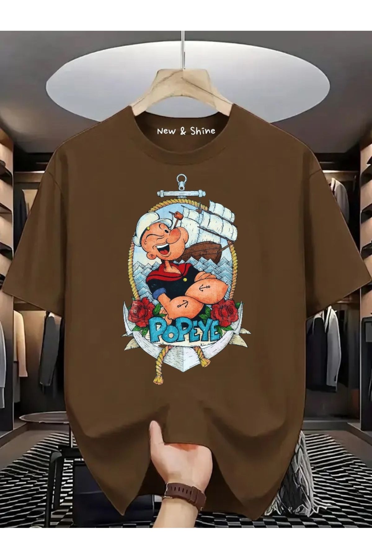 New Shine Temel Reis Baskılı Büyük Beden Oversize T-Shirt