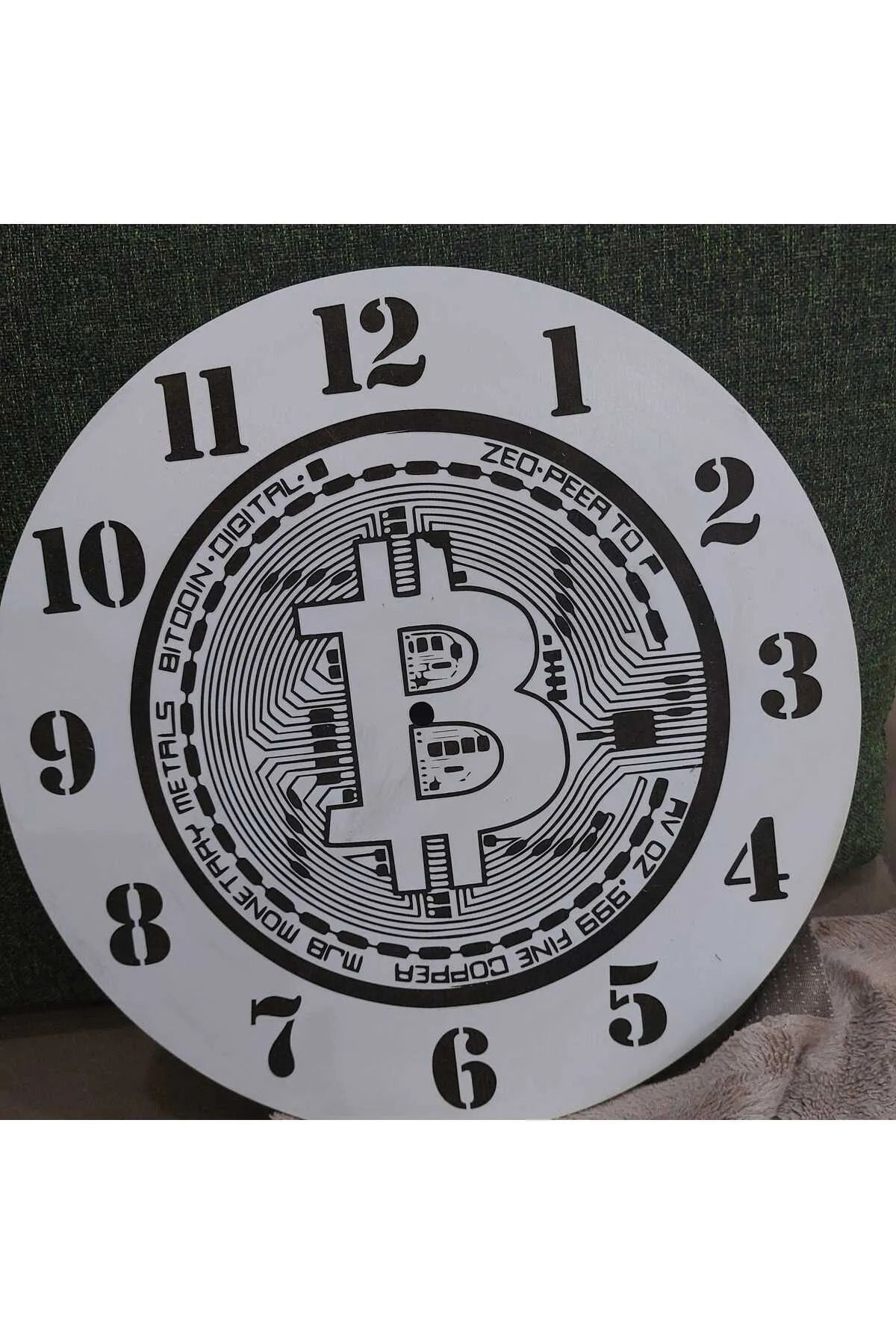 LavanTasarım Ahşap Bitcoin Duvar Saati