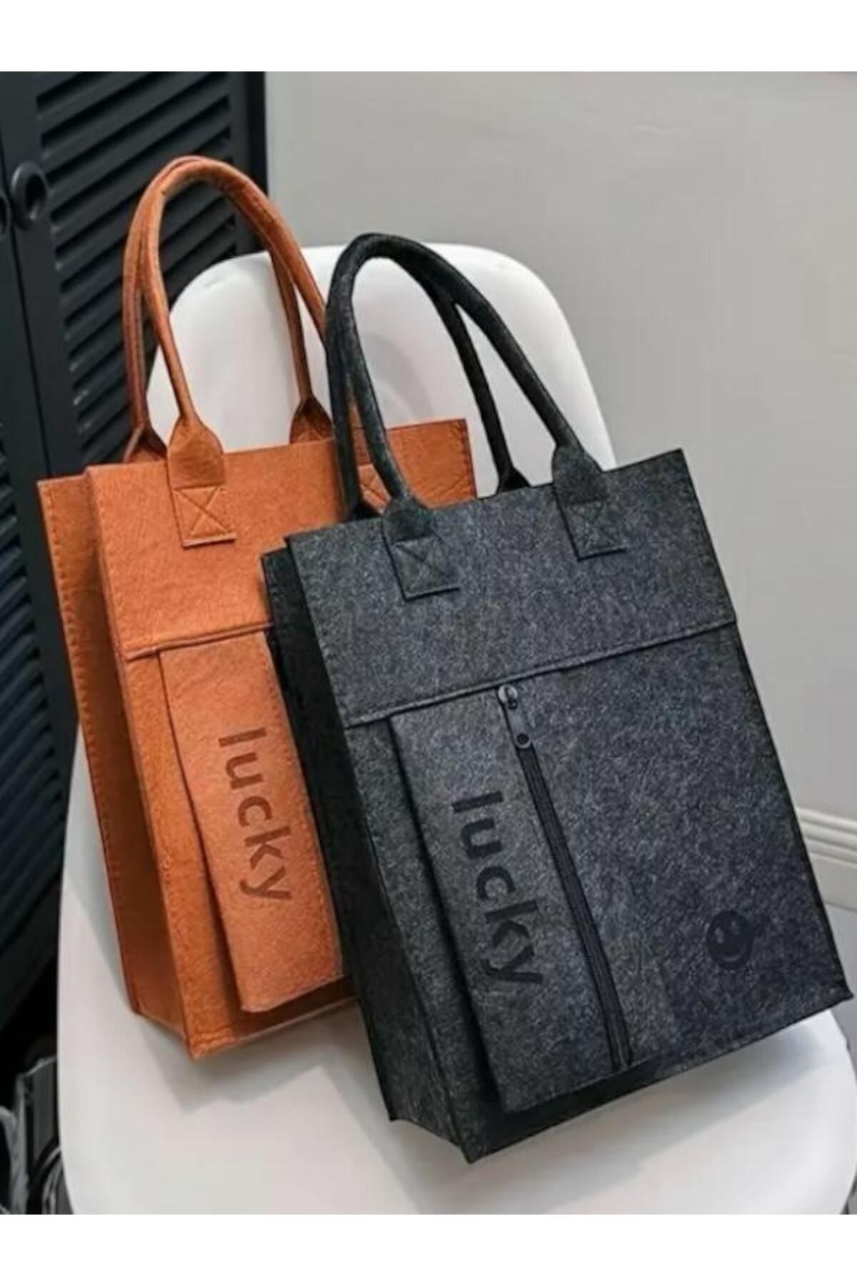Mialos Heart LUCKY Marka Kalın Siyah Polyester Tote Çanta - Büyük Kapasiteli Omuz Çantası Düz Renk Tasarım