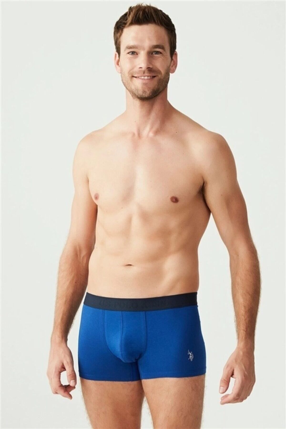 U.S. Polo Assn. Erkek Lacivert - Saks - Lacivert Melanj 3 Lü Boxer Us.01.80307