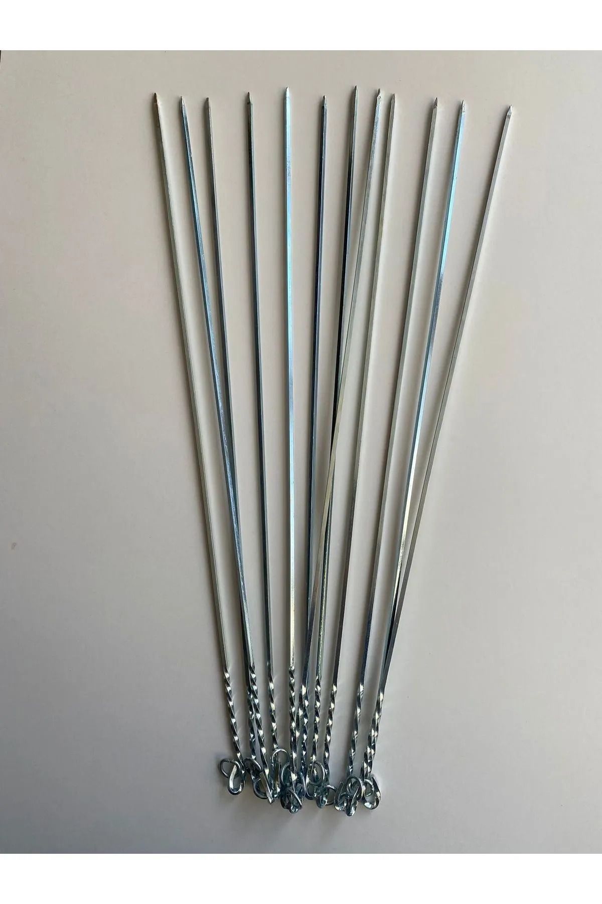 Metler 12 adet Kare Ciğer Şişi 50 cm , Et Mangal Şiş (uzunluk 50 cm , Kalınlık 3 mm)