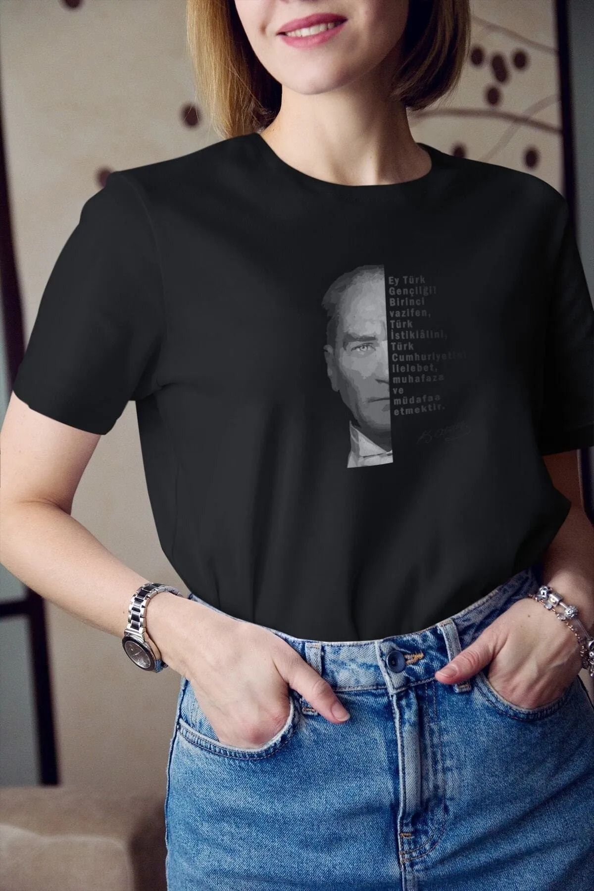 ufukmoda Atatürkün Gençliğe Hitabesi Baskılı Oversize T-Shirt