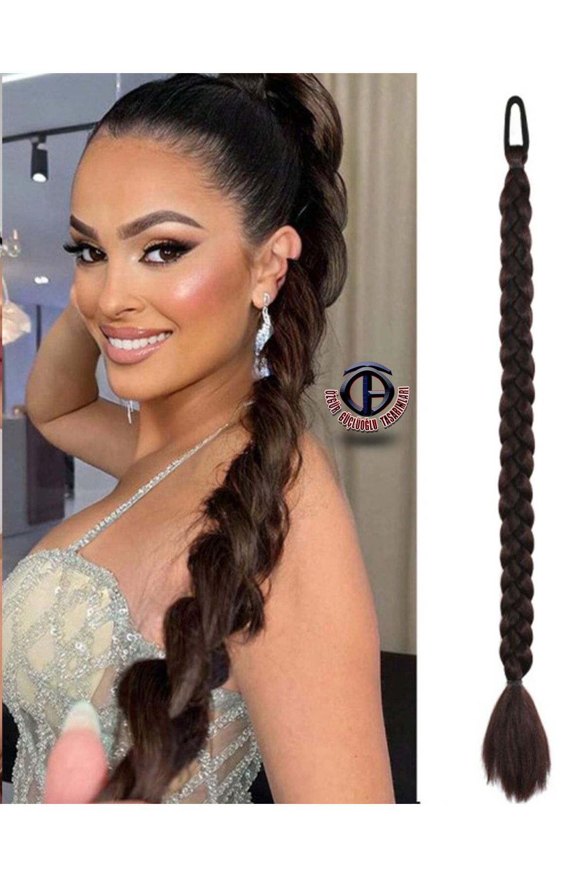 özgür güçlüoğlu tasarımları At kuyruğu Üçlü Örgü Saç Uzatma Fiber Kanekalon Saç (tokalı)