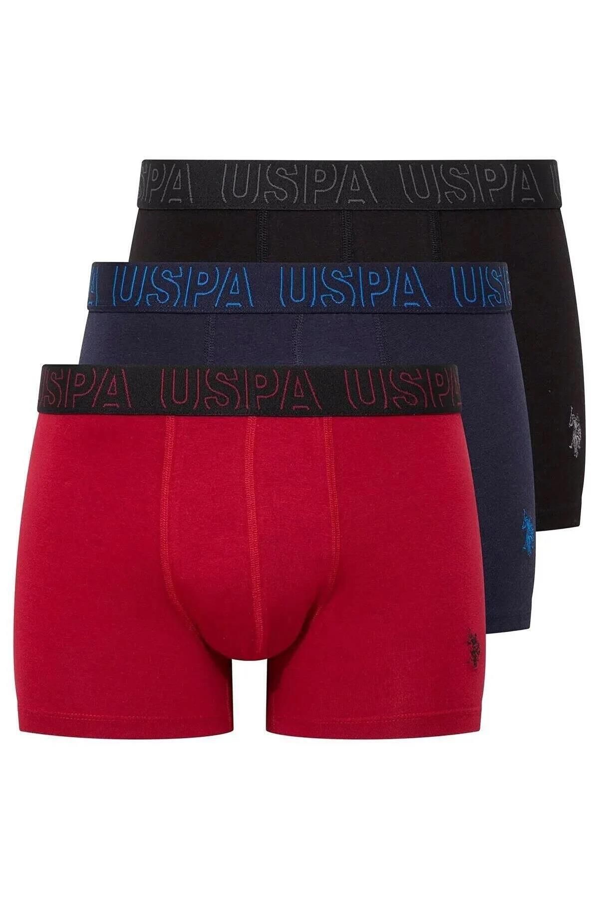 U.S. Polo Assn. U.S. Polo Assn. 3'lü Erkek Modal Boxer, %47 modal %47 pamuk %6 likra
