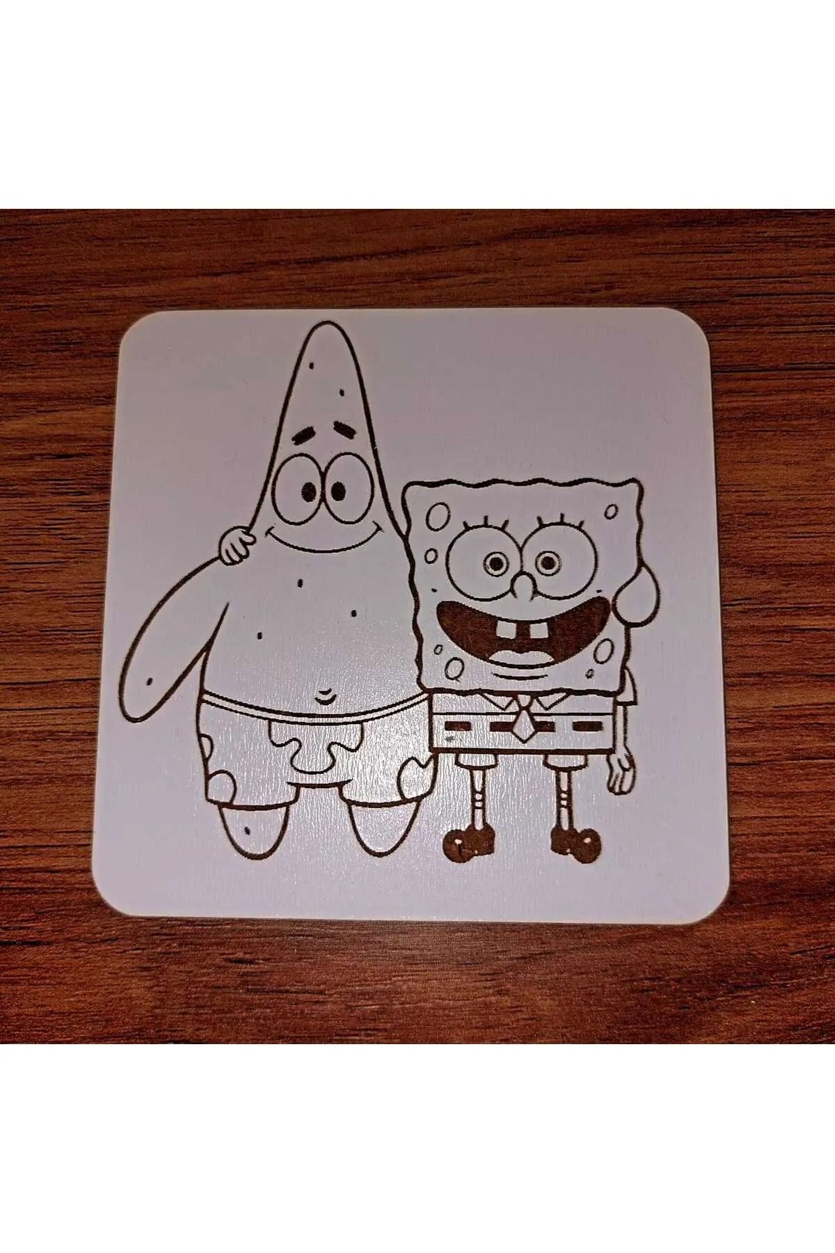 LavanTasarım Sünger Bob ve Patrick Ahşap Bardak Altlığı