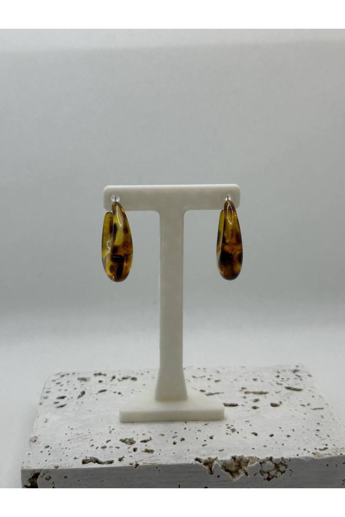 lysiaaccessory Leopar Desenli Büyük Reçine Küpe