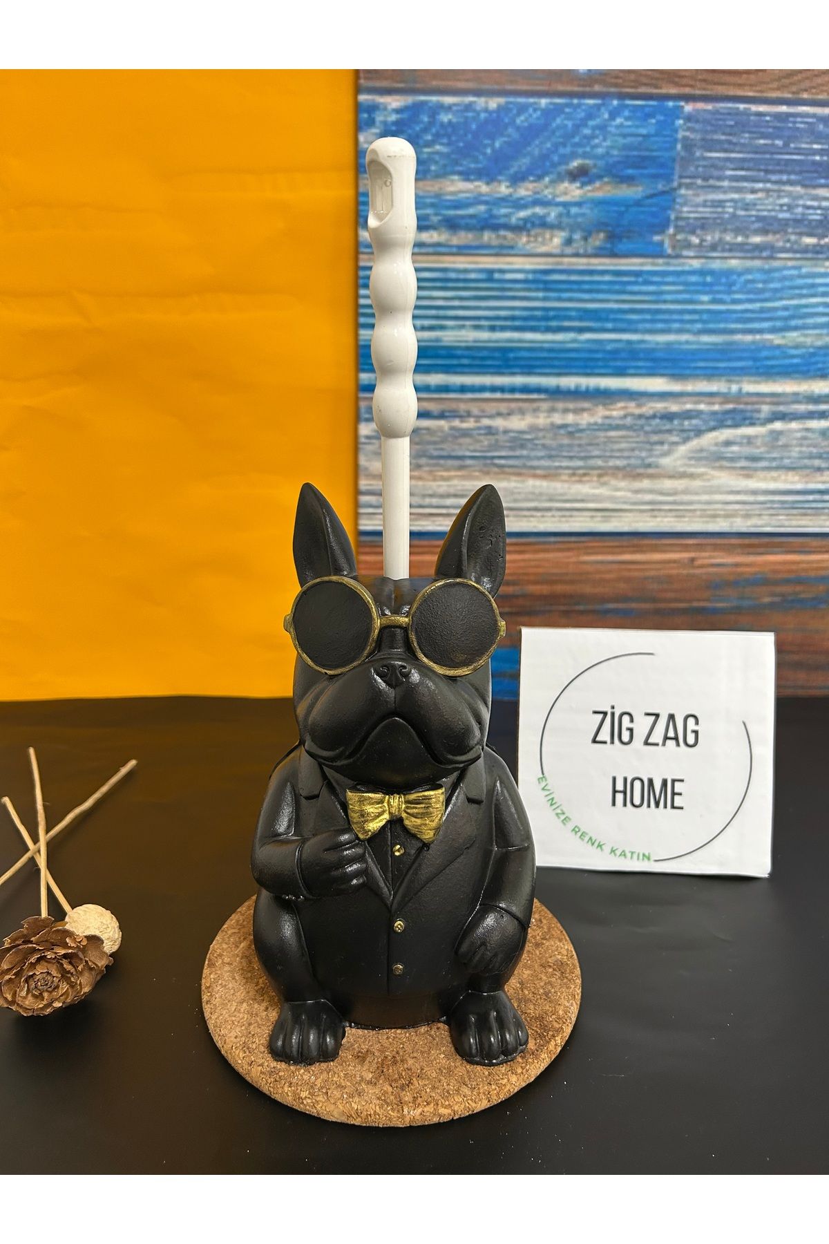 ZigZag Takı Dekoratif Bulldog (Köpek) Fırçalık , Biblo , Heykel , Anahtarlık çok amaçlı Biblo
